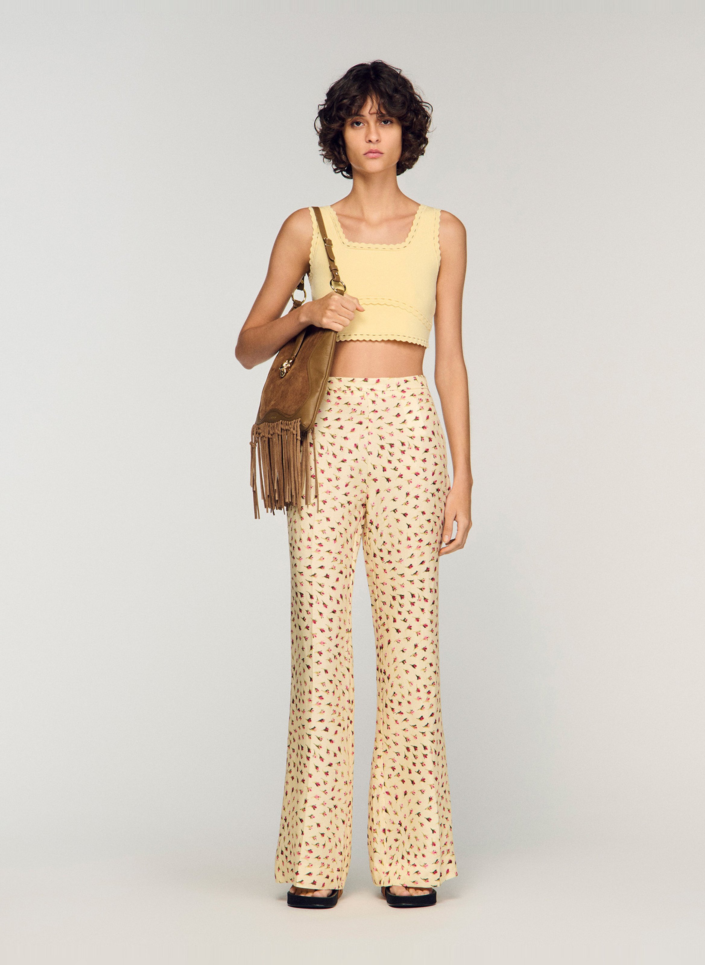 Pantalon droit imprimé SANDRO Beige