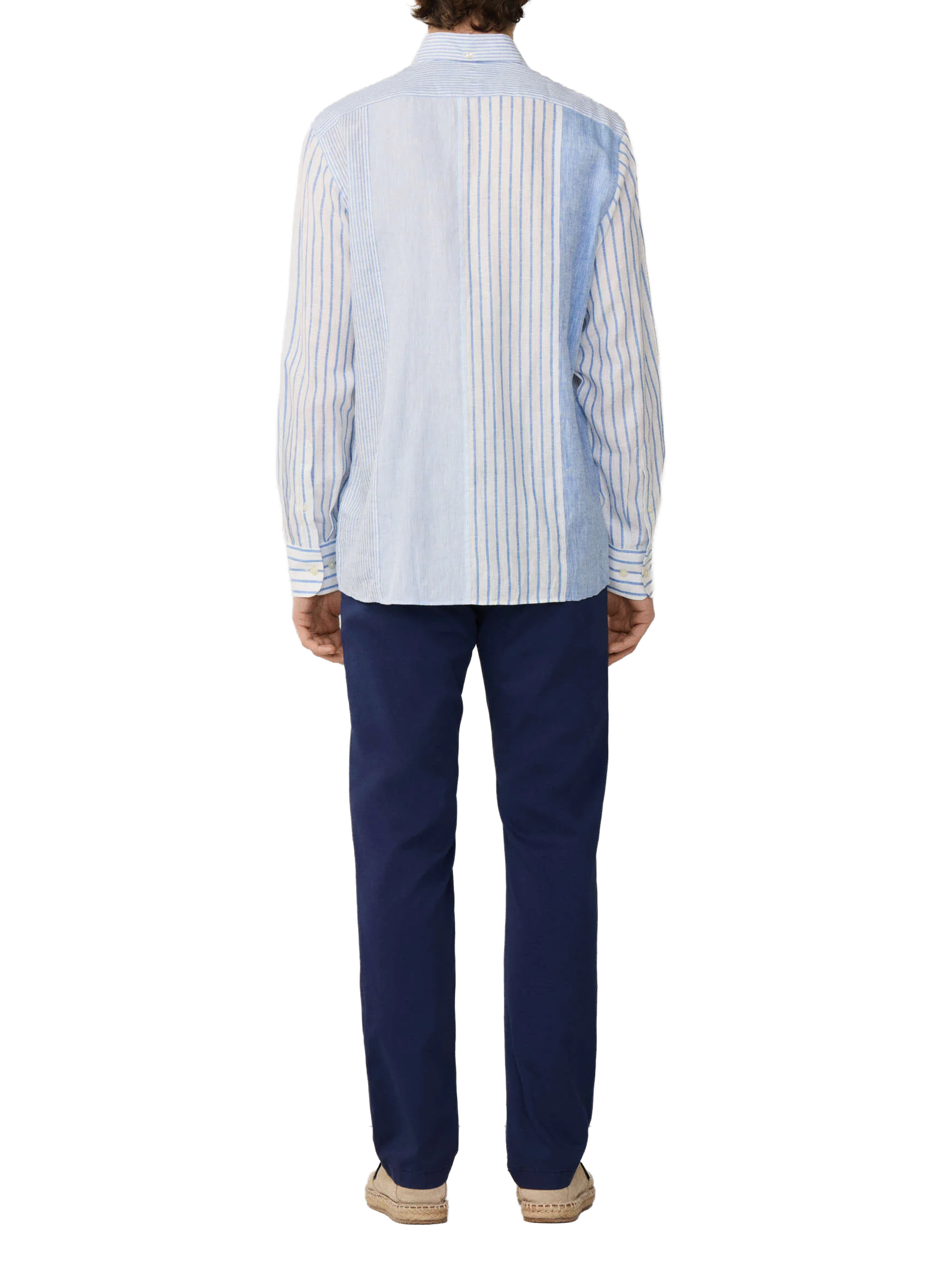 Shirt with American collar in striped linen FACONNABLE Blue