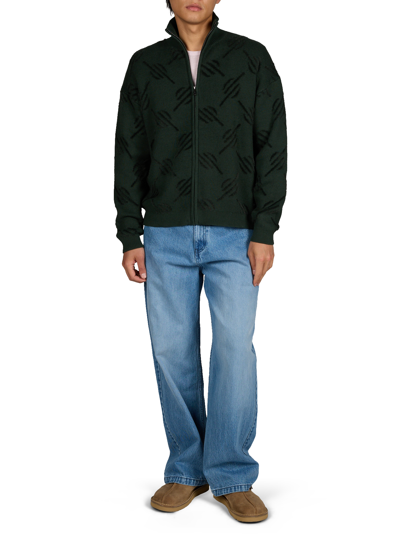 Straight zip-up cotton sweater DAILY PAPER Green