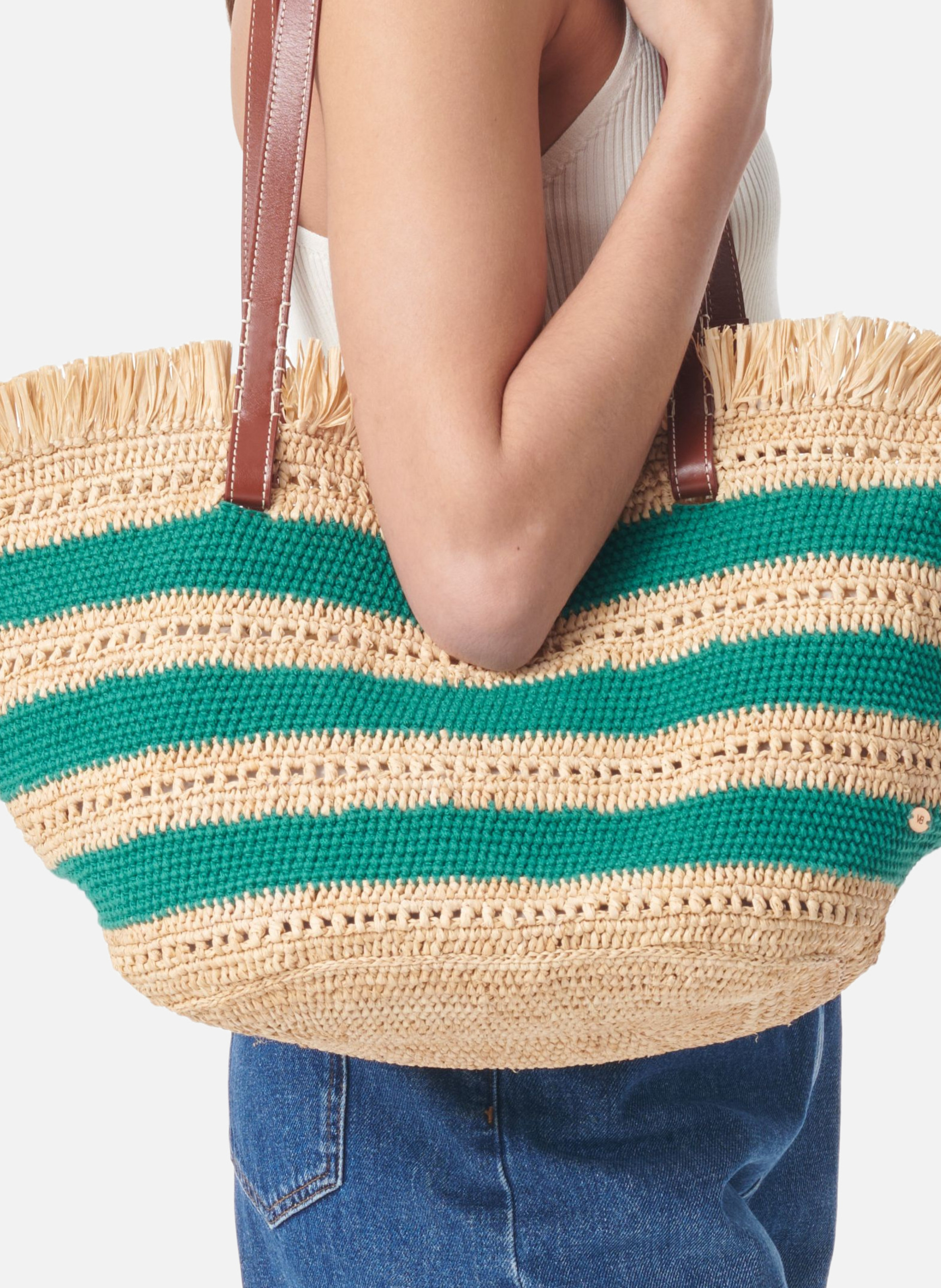 Panier en raphia et coton VANESSA BRUNO Vert