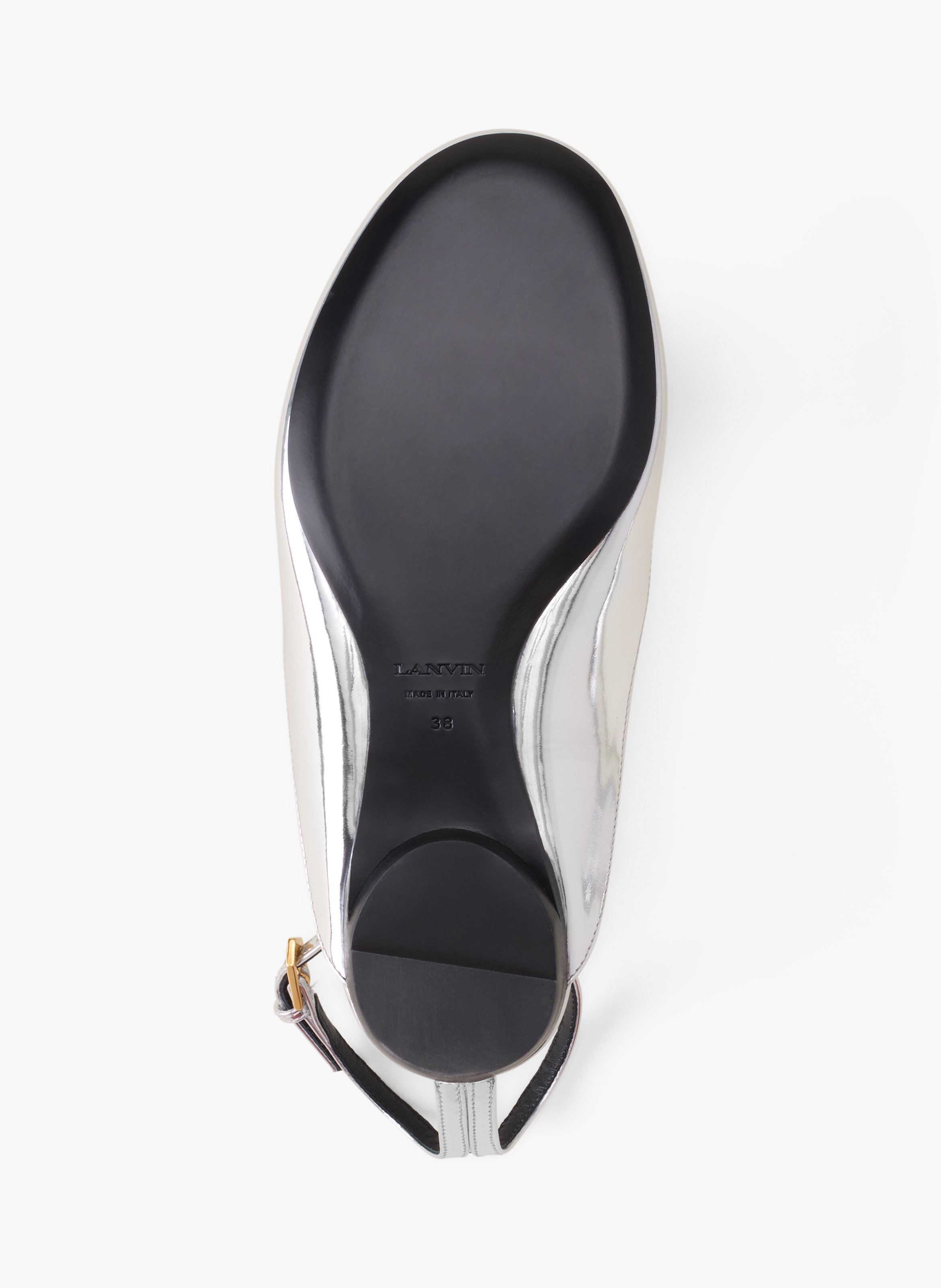 La ballerine anklet en cuir métallique LANVIN Argent