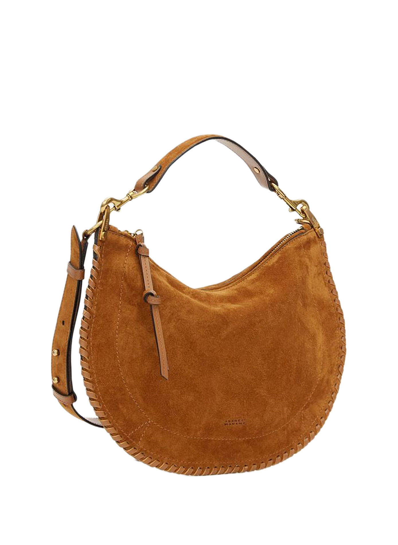 Sac Oskan soft zip en cuir de veau velours tressé ISABEL MARANT Marron