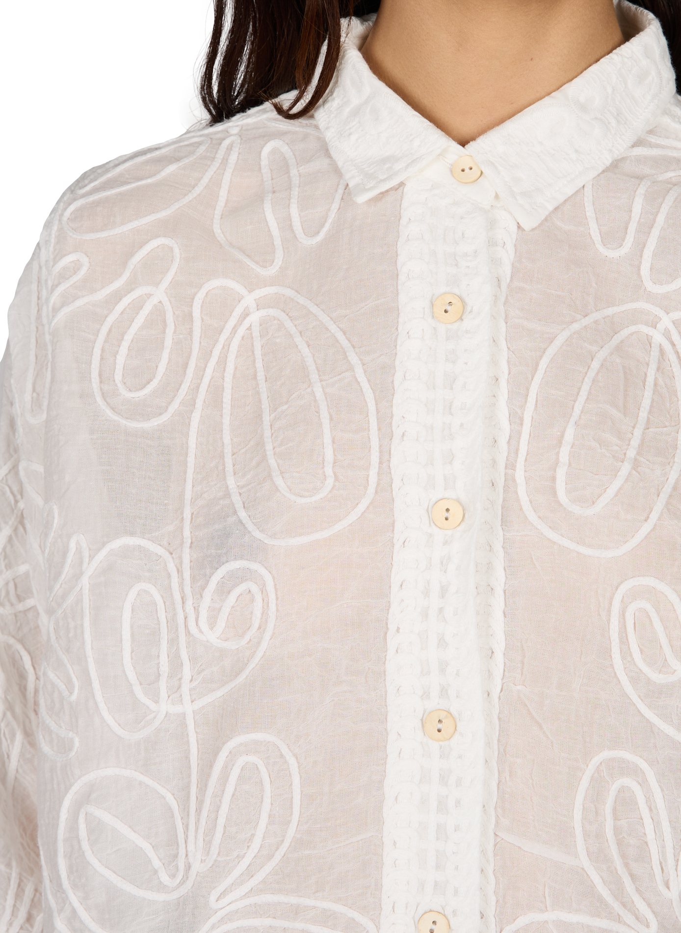 Chemise à fleurs en coton VILA Blanc
