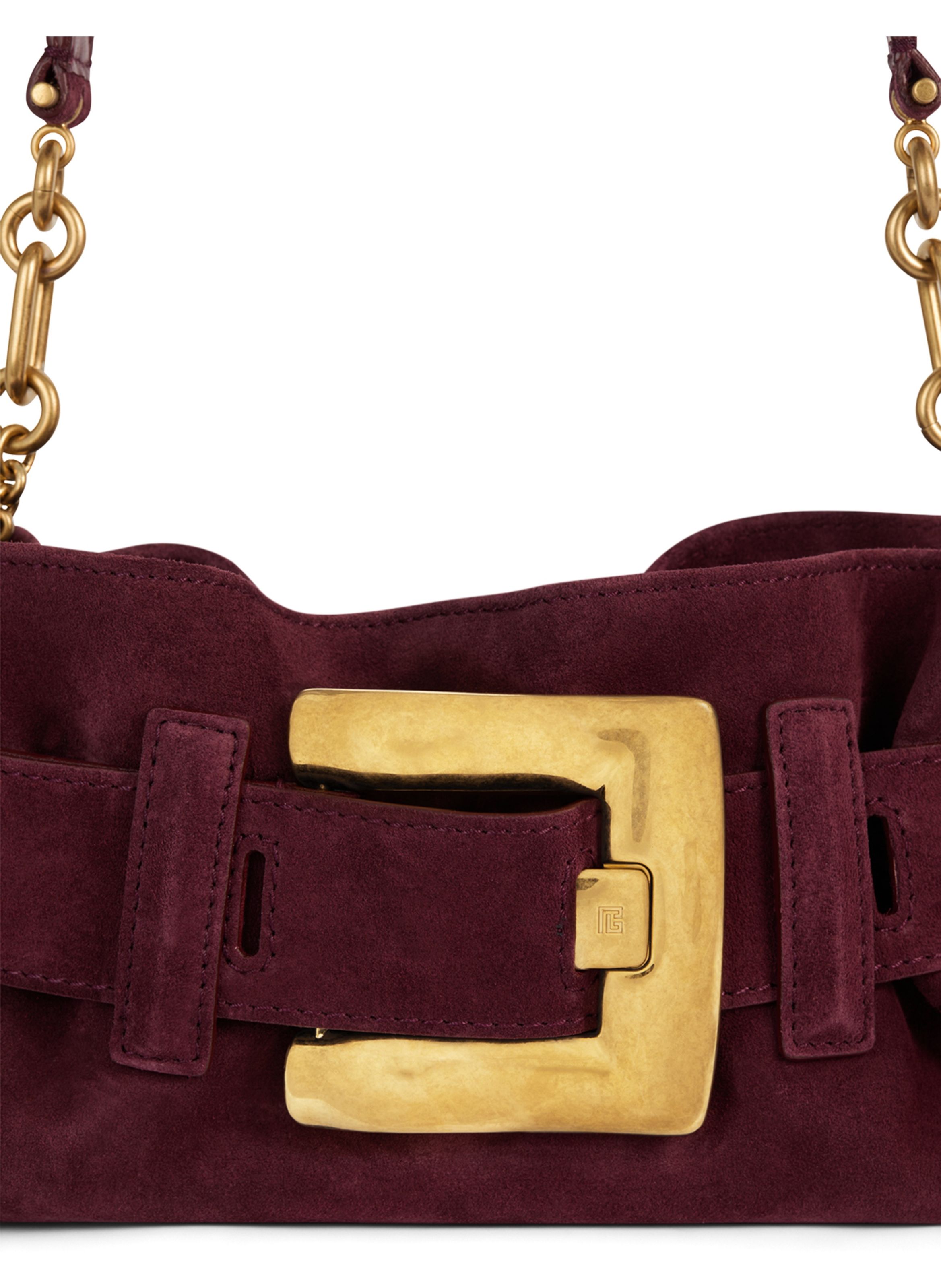 Sac anthem mini en cuir suédé BALMAIN Rouge