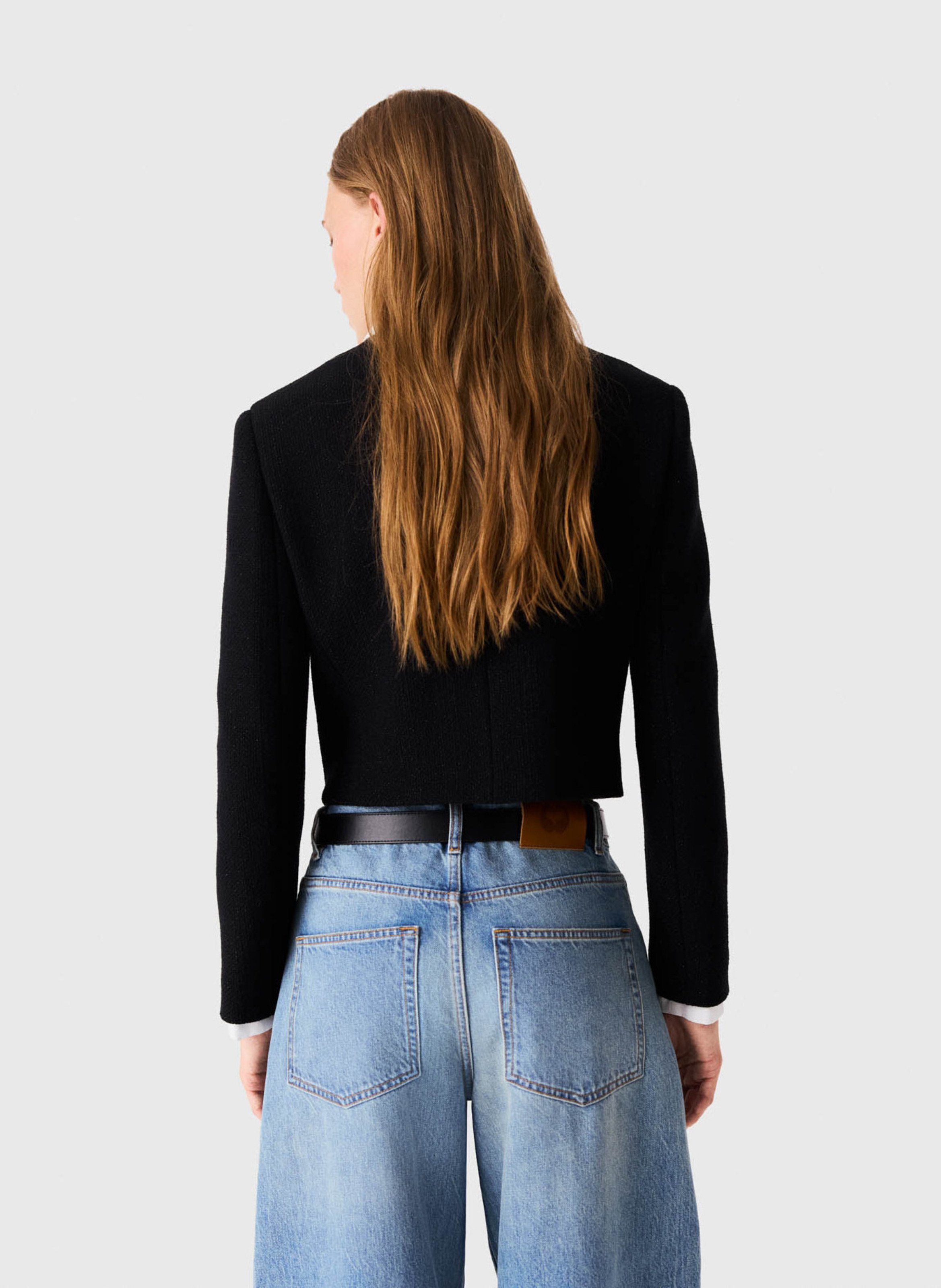 Veste courte ajustée en coton mélangé MAJE Noir