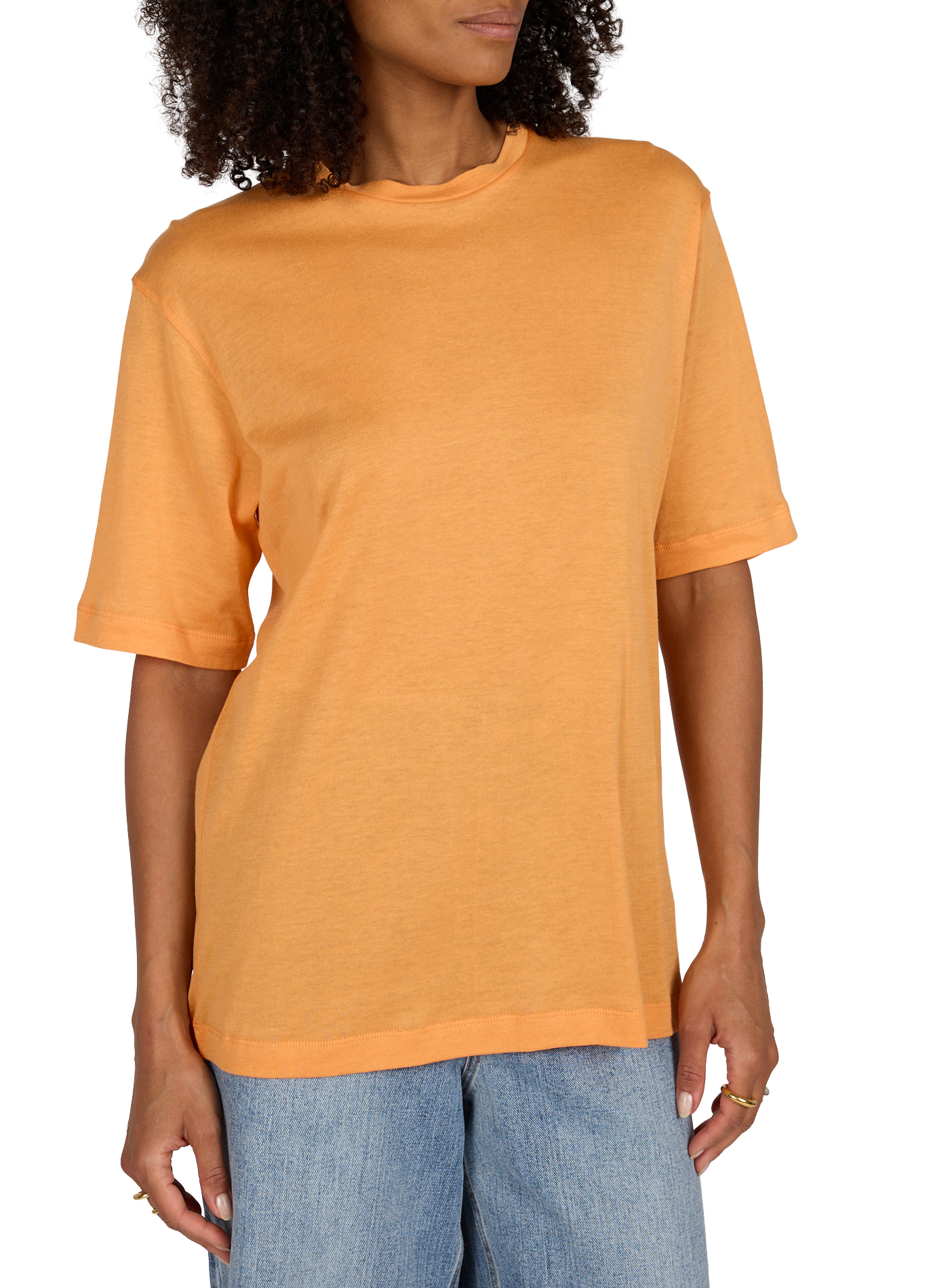 Plain round neck cotton T-shirt TIBI Orange