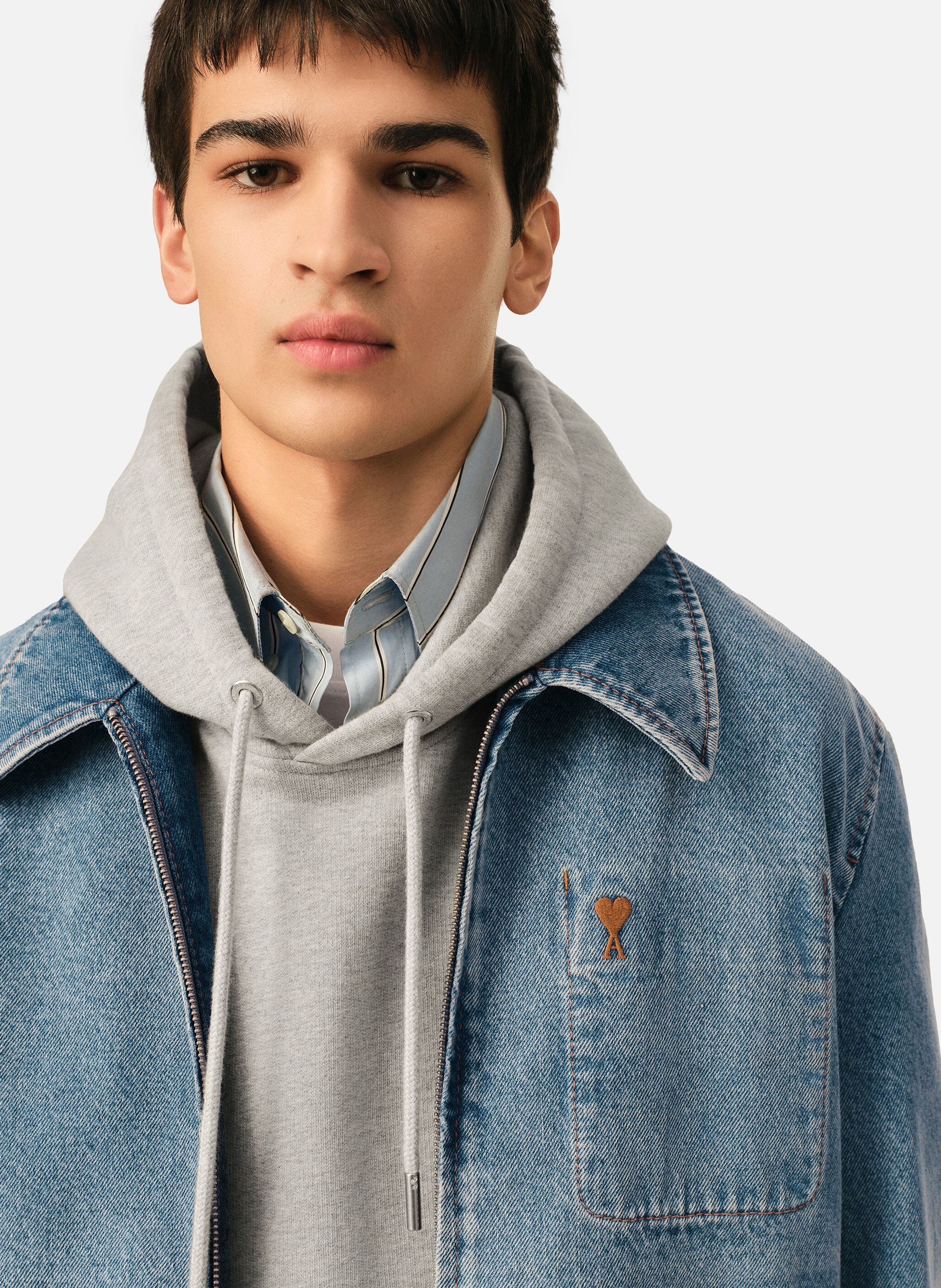 Blouson zippé ami de coeur en coton AMI PARIS Bleu