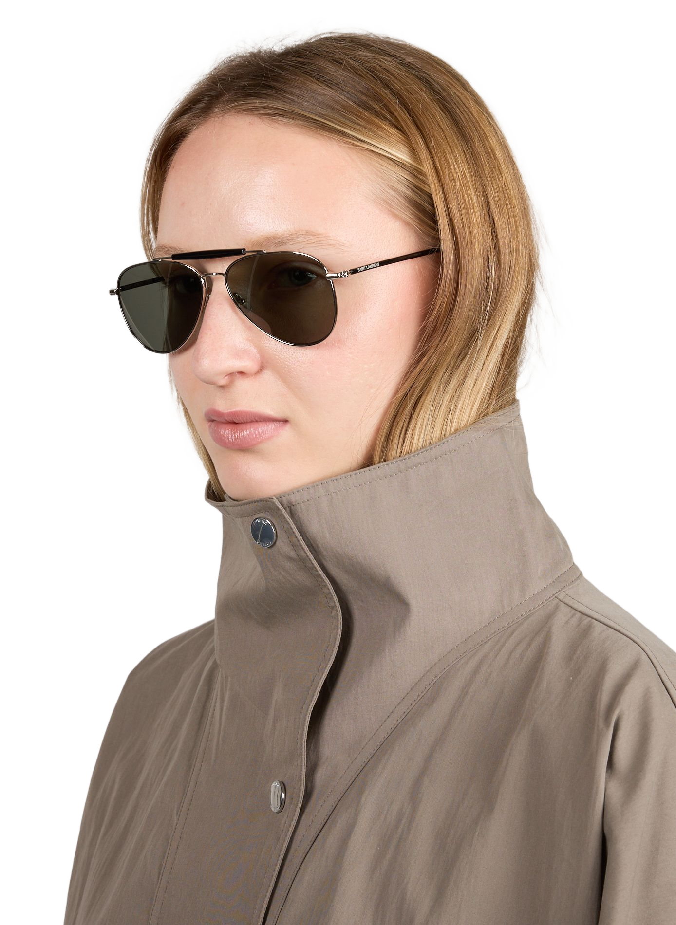 Metallic aviator sunglasses SAINT LAURENT Silver