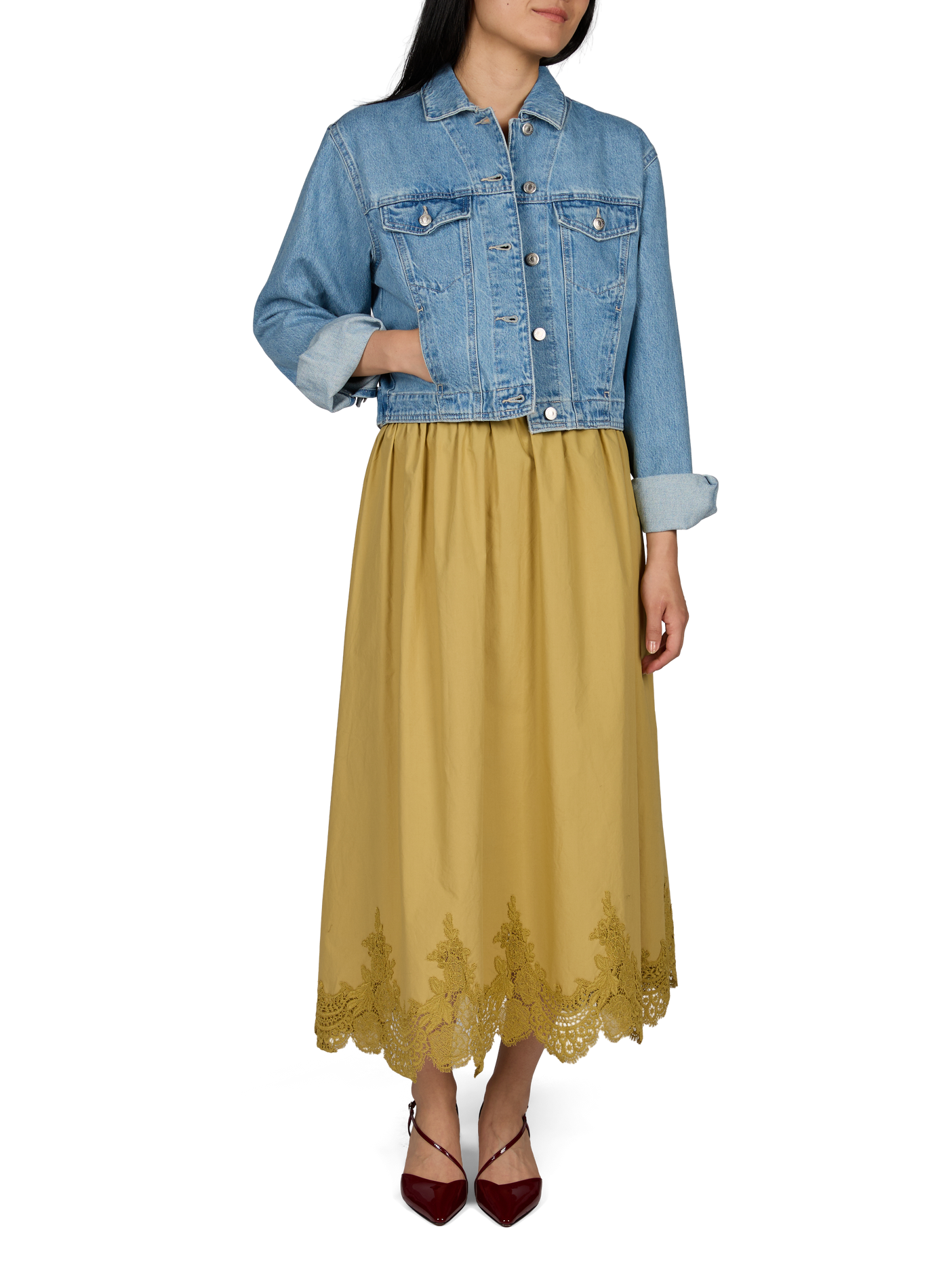 Cropped denim jacket TOPSHOP Blue