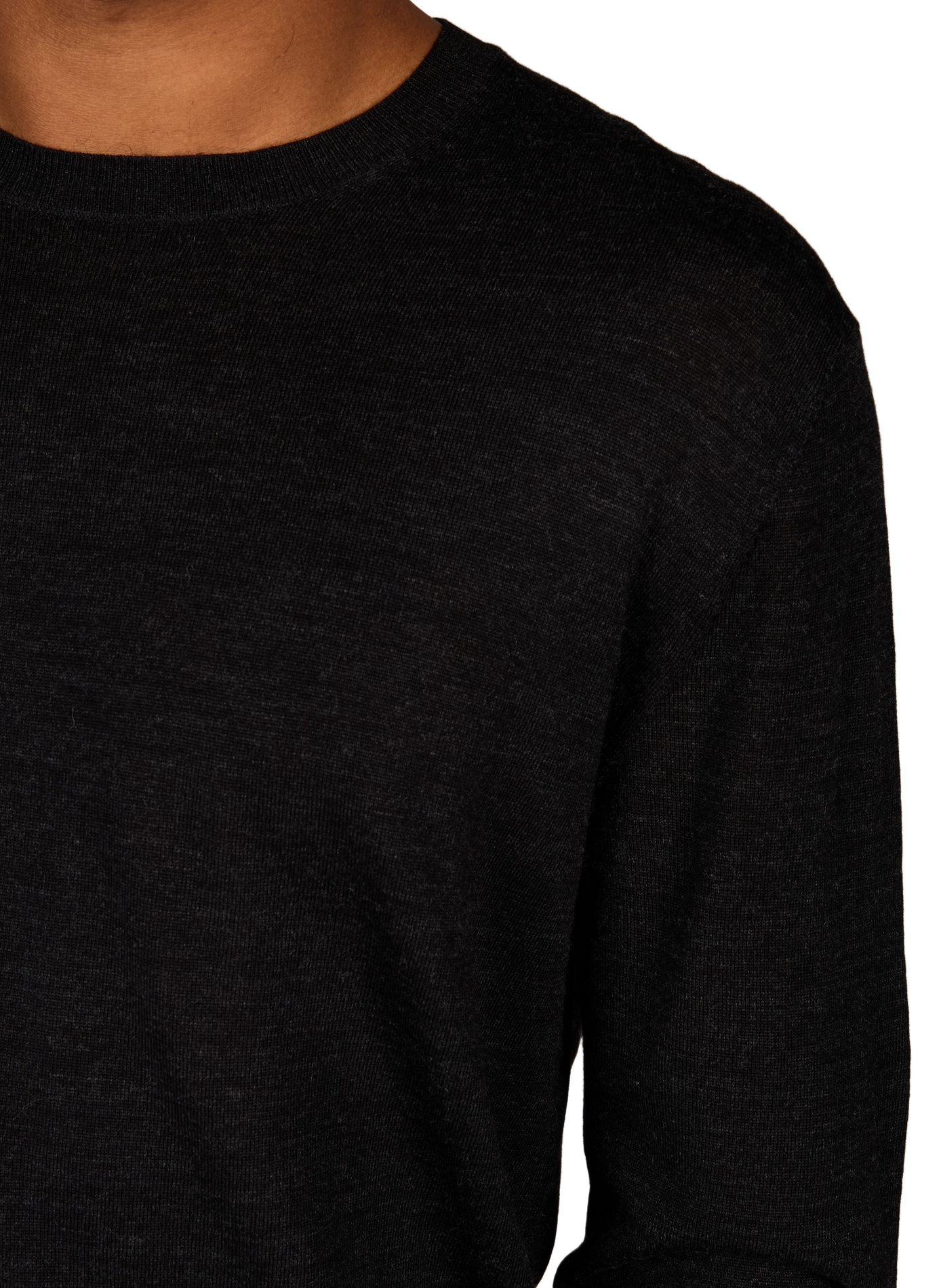 Pull col rond droit uni en laine CLOSED Noir