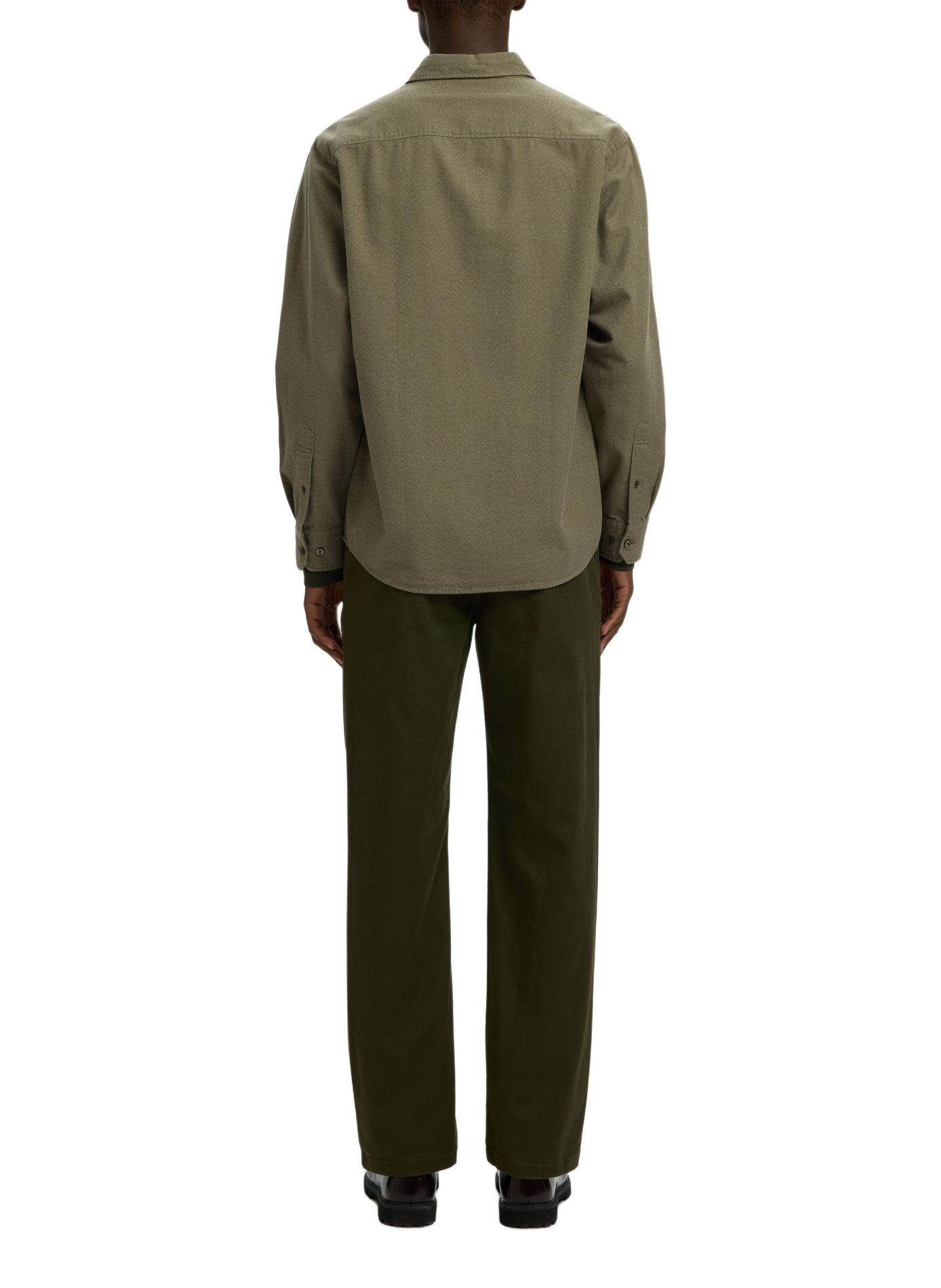 Chemise col classique manches contrastantes en coton SELECTED Green