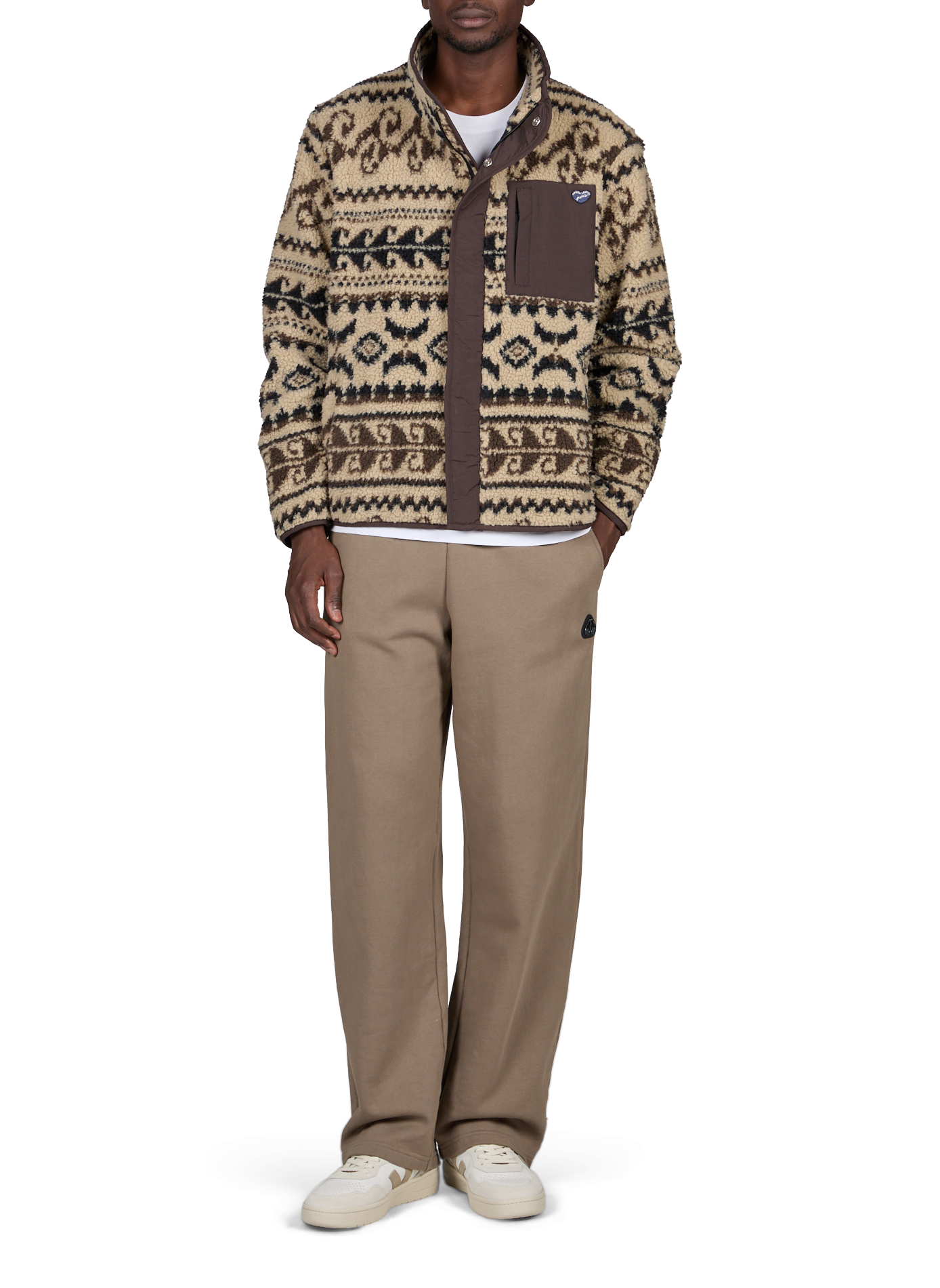 Blouson droit polaire imprimé  MAISON LABICHE Marron