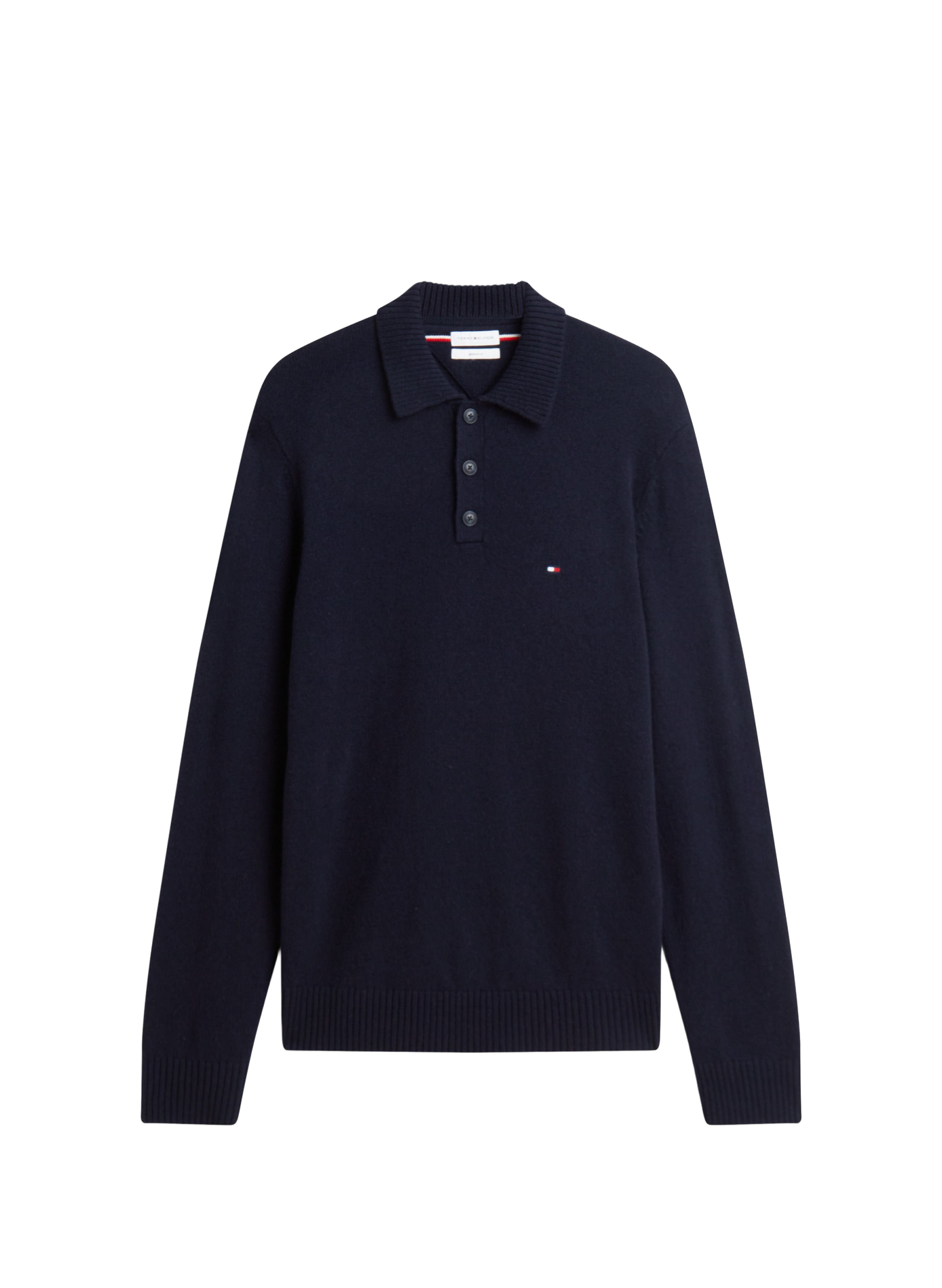 Straight wool polo collar sweater  Navy blue