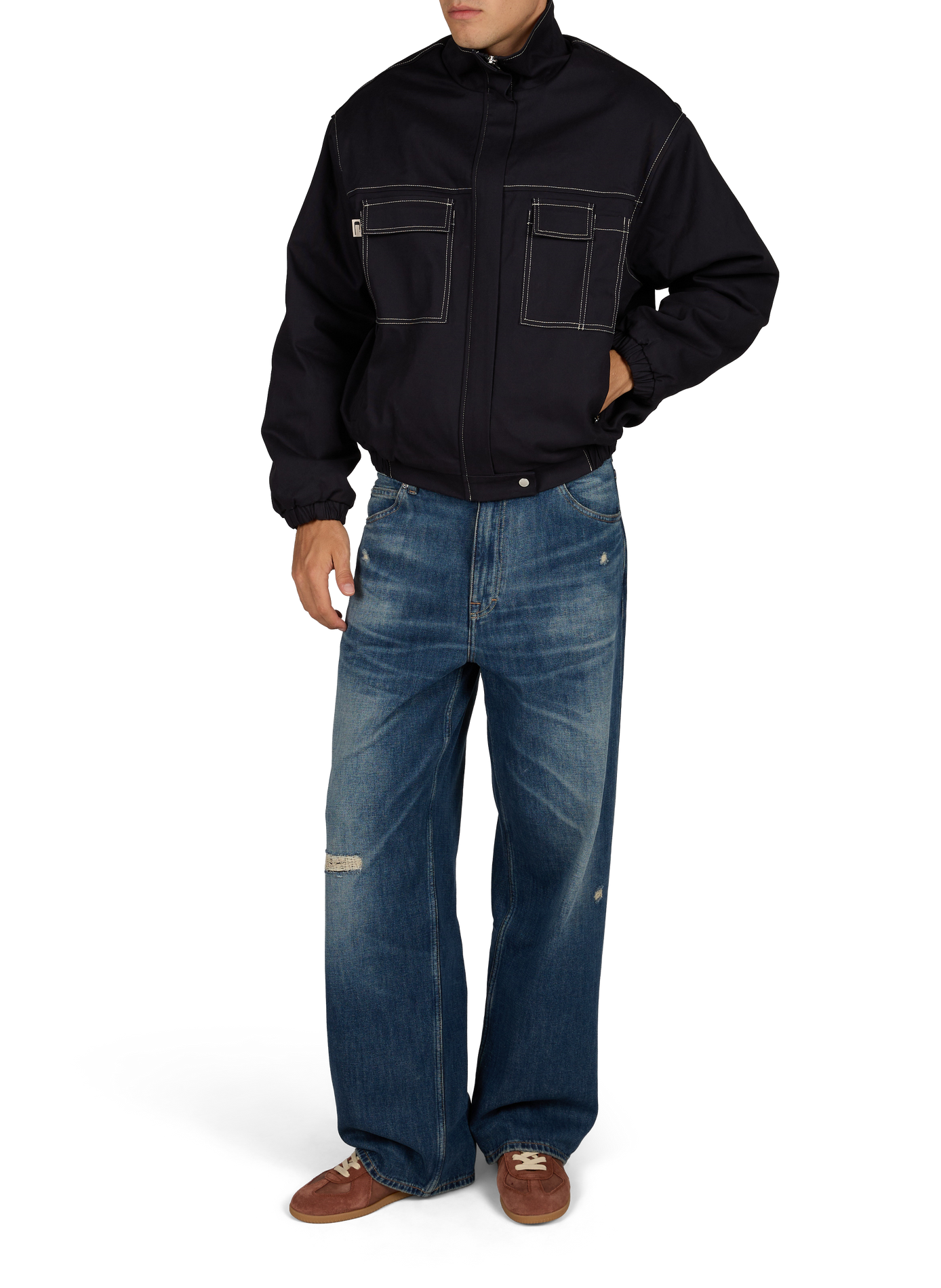 Weite Barrau Jacke mit Stehkragen aus Baumwollmischung CARRER Blau
