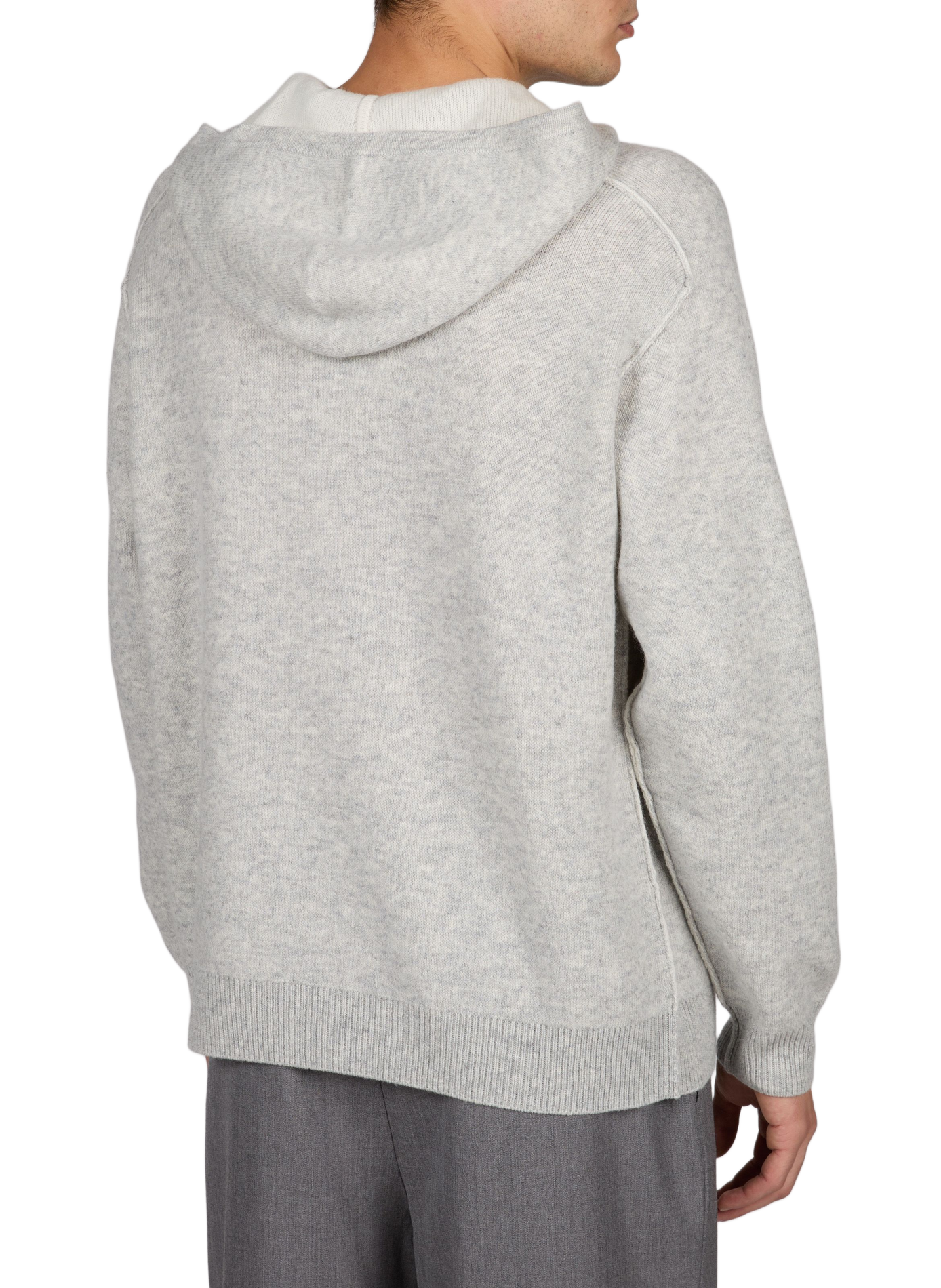 Einfarbiger Kapuzenpullover aus Wolle und Kaschmir MAISON KITSUNÉ Grau