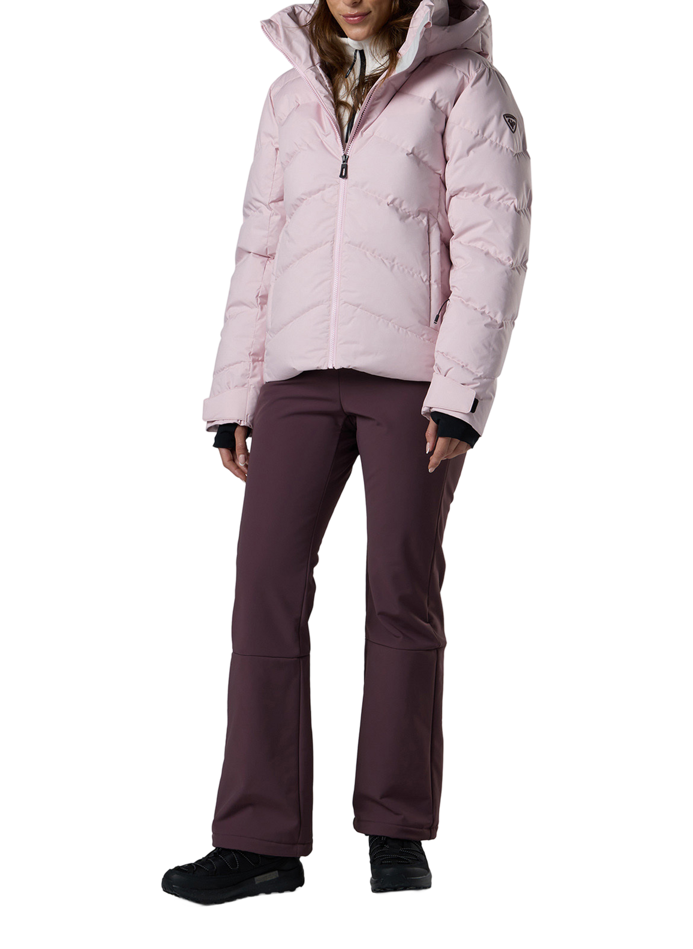Gerade gesteppte Daunenjacke mit Kapuze ROSSIGNOL Rosa