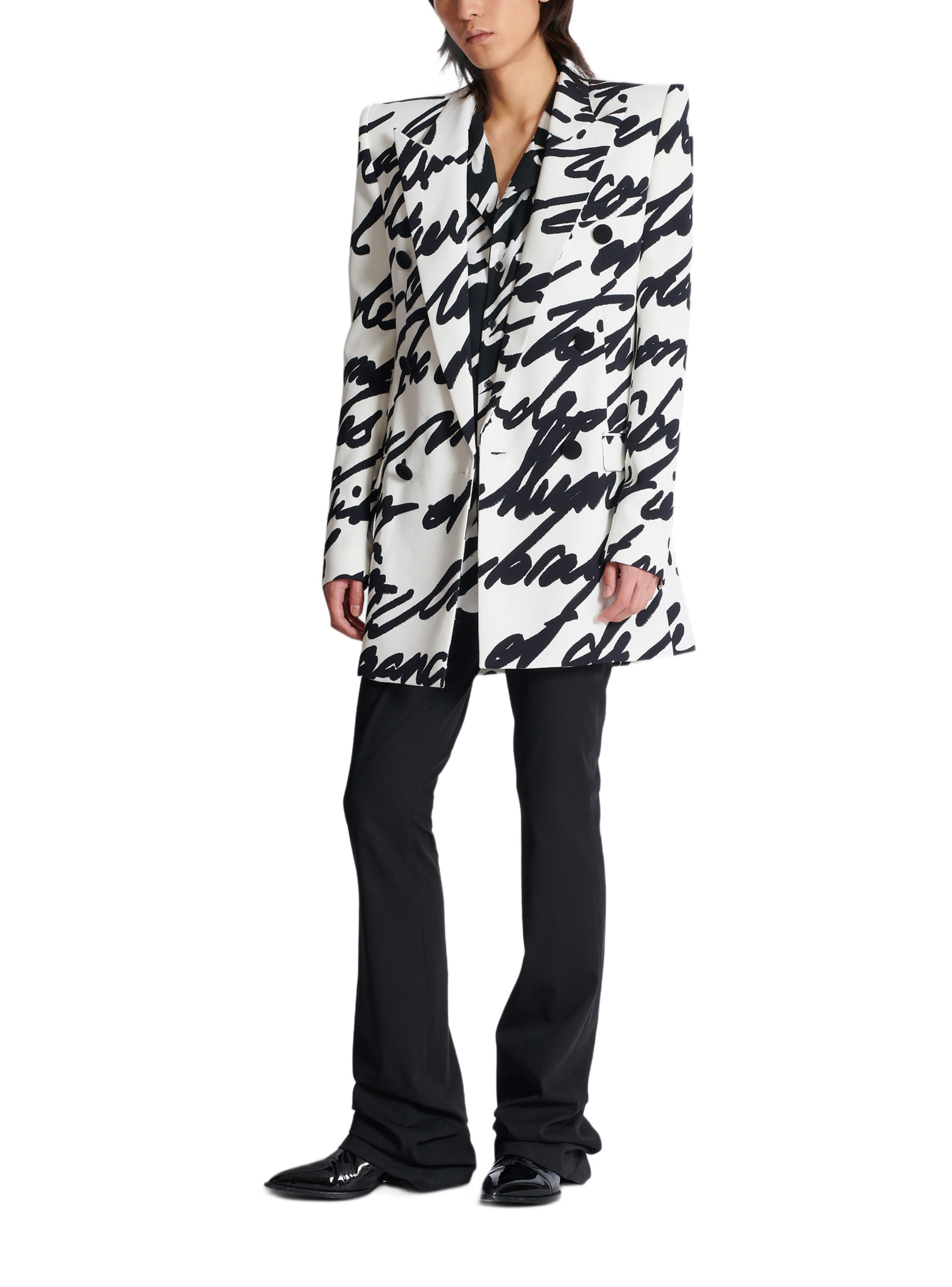 Veste en crêpe imprimé « lettre d'amour » BALMAIN Blanc