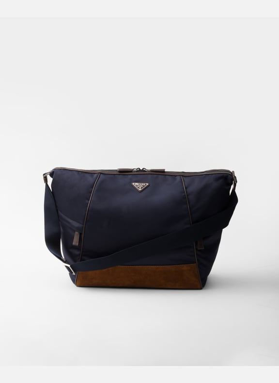 Sac porté épaule en re-nylon et cuir Bleu by PRADA PRADA Sac porté épaule en re-nylon et cuir Bleu