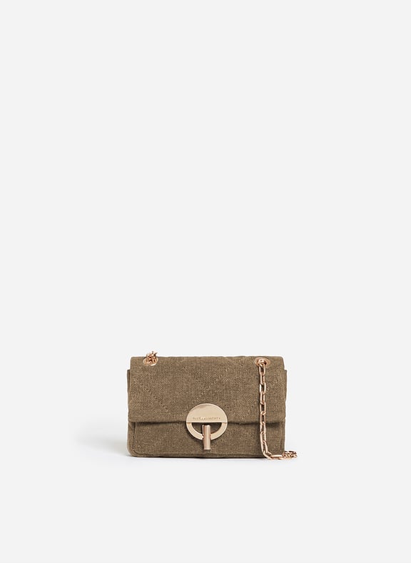 Petit sac moon en lin Kaki by VANESSA BRUNO VANESSA BRUNO Petit sac moon en lin Kaki