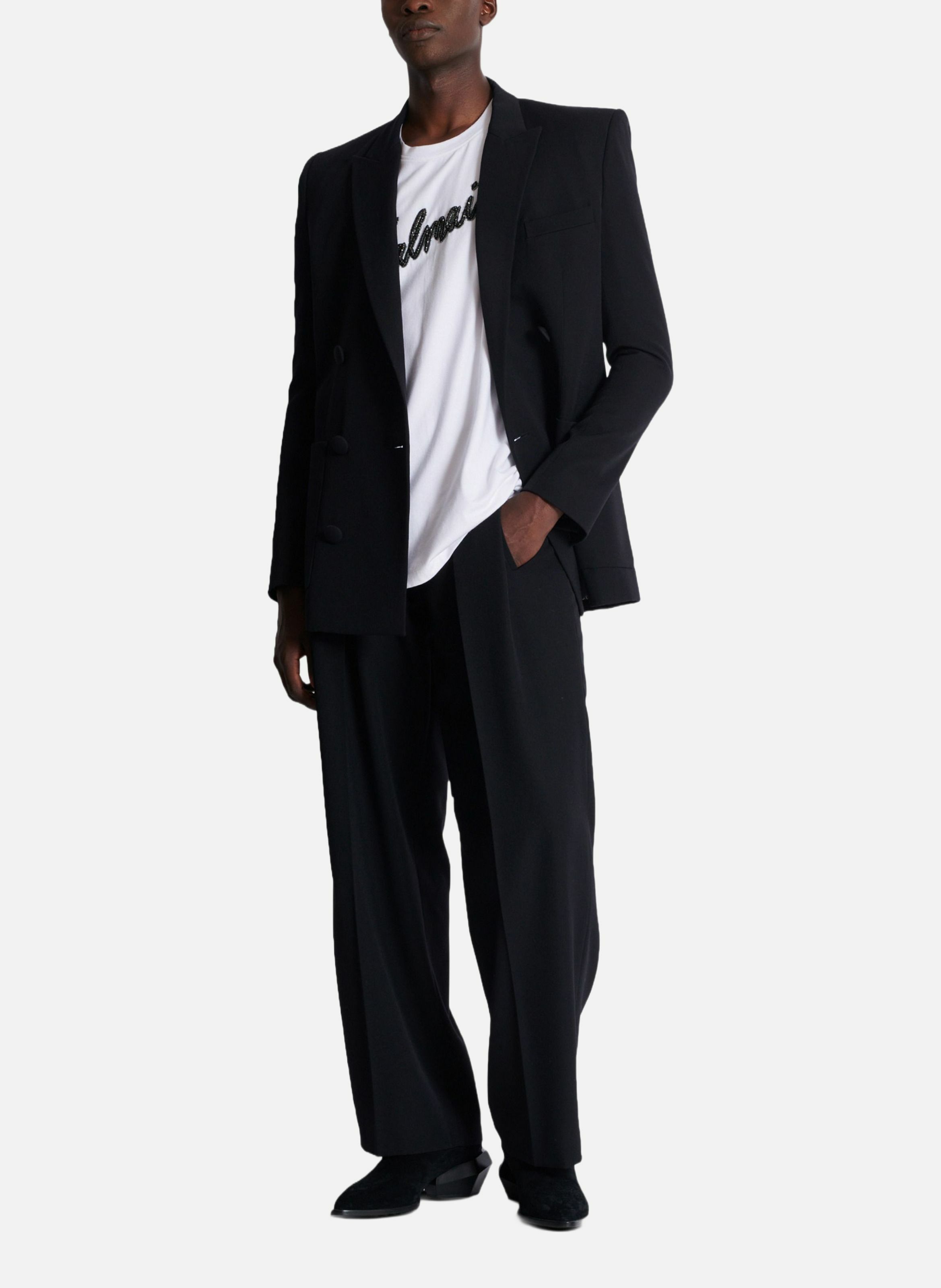 T-shirt brodé balmain lettre BALMAIN Blanc