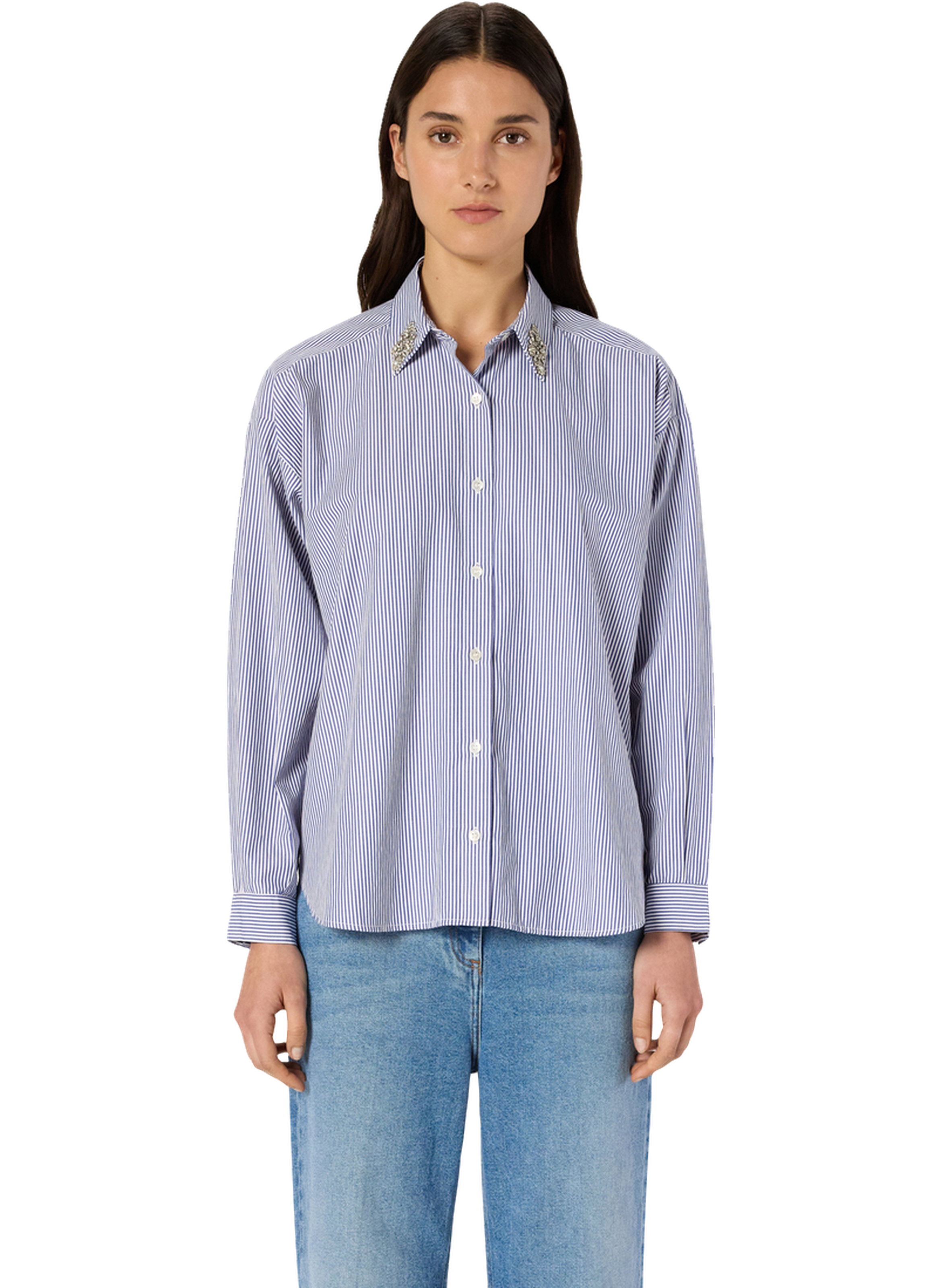Chemise rayée au col en strass - ana GERARD DAREL Bleu