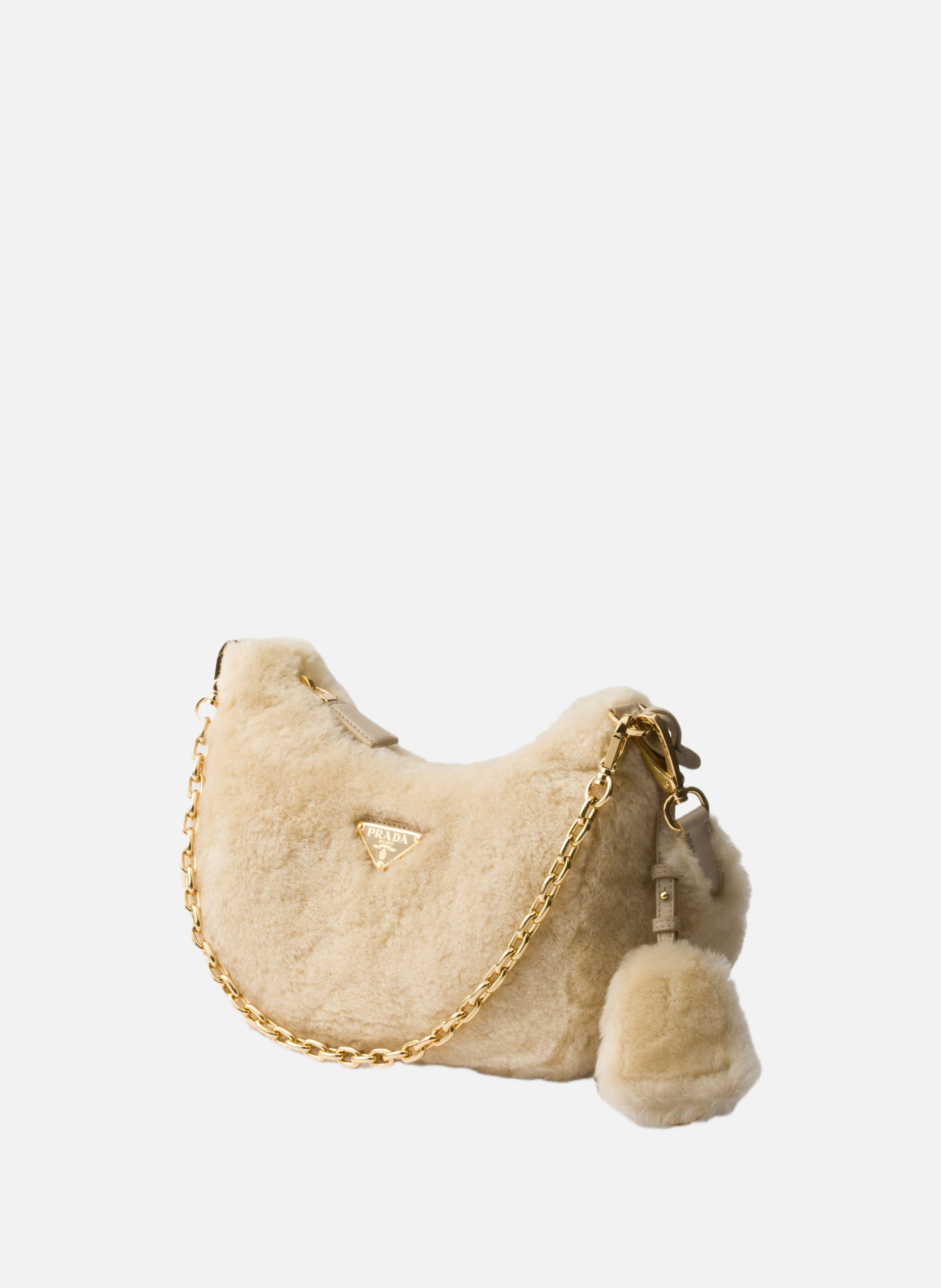 Mini sac en peau de mouton PRADA Beige