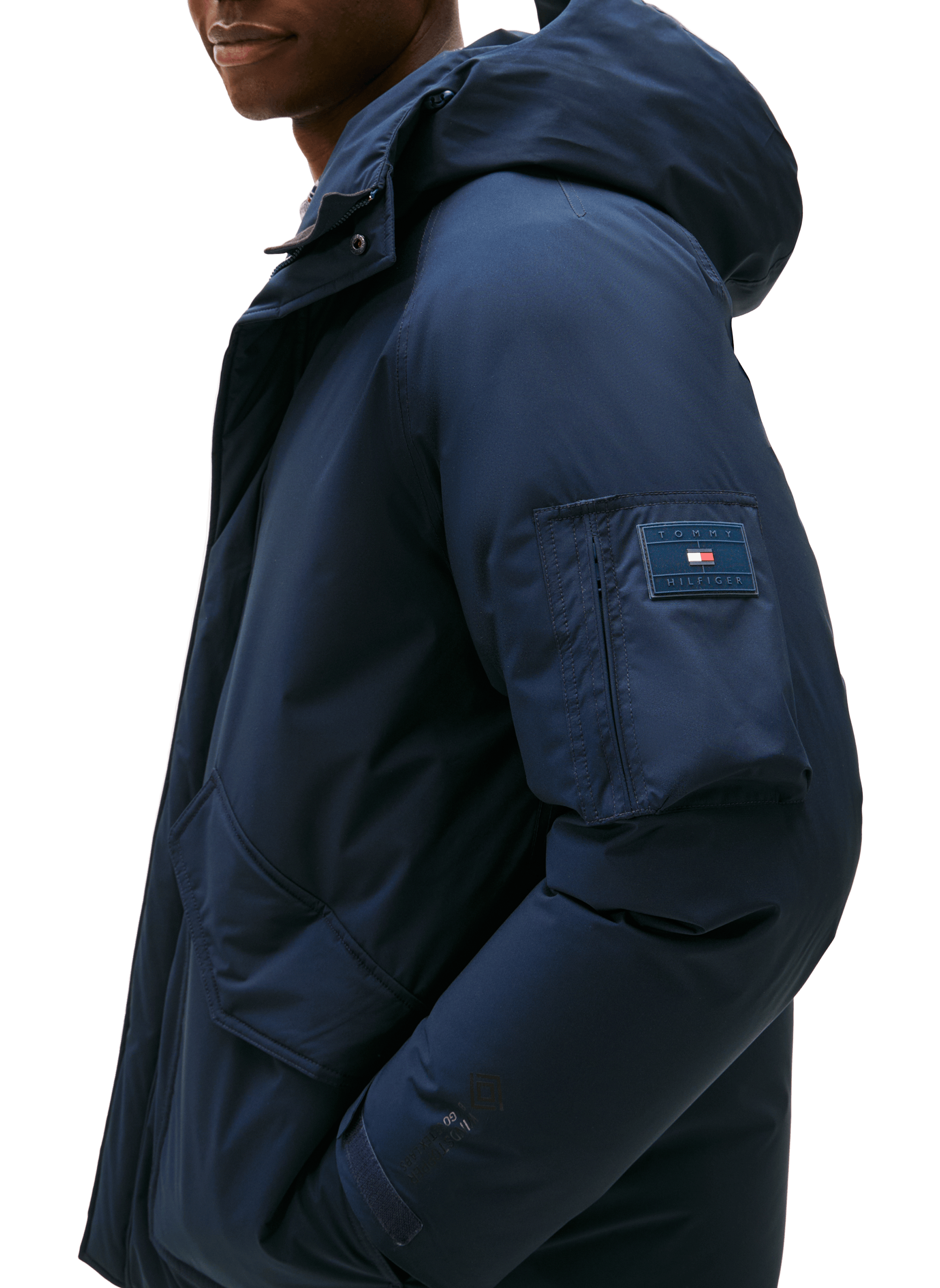 Hooded plain parka TOMMY HILFIGER Blue