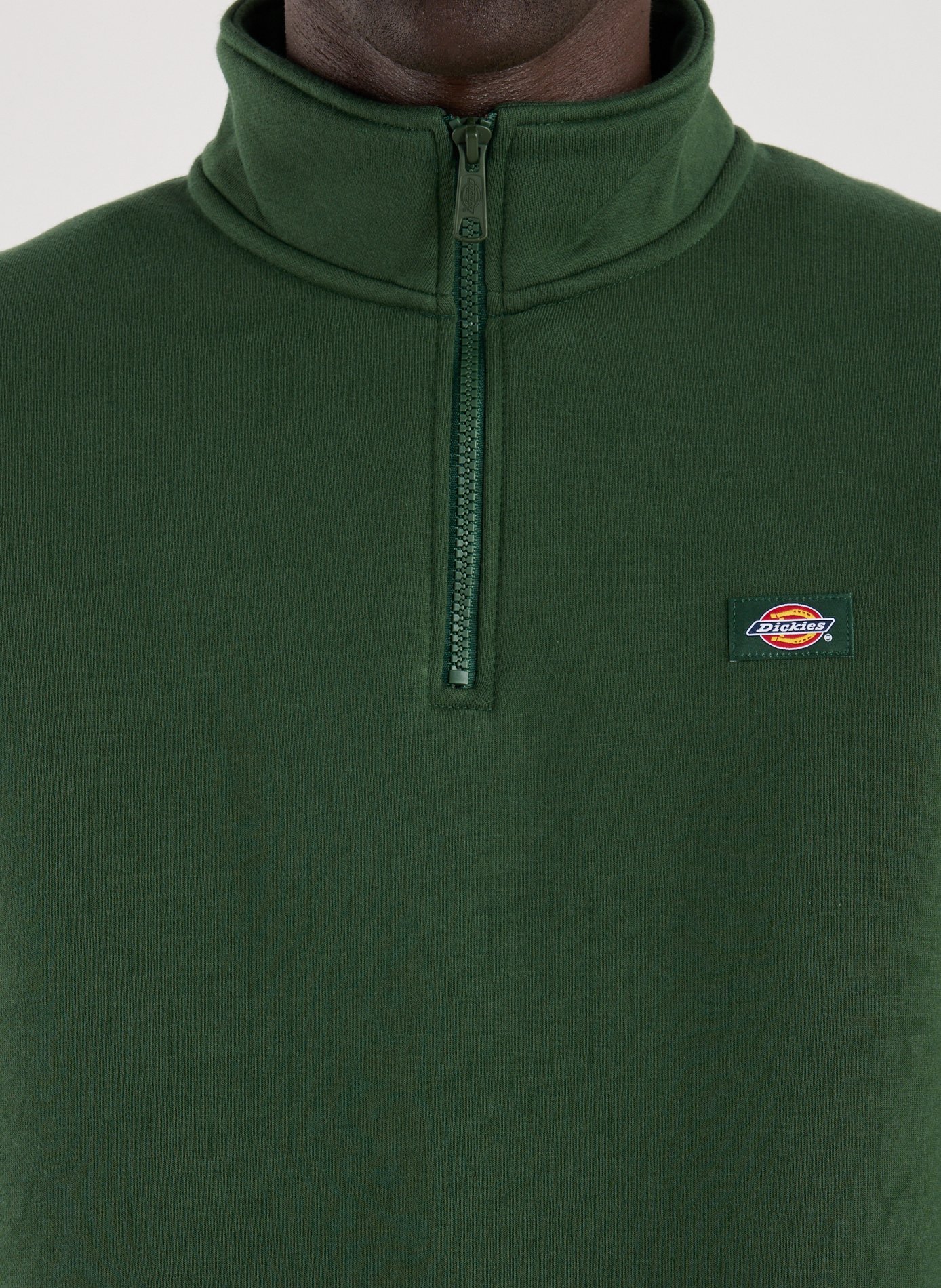 Zip-neck cotton-blend sweatshirt DICKIES Green