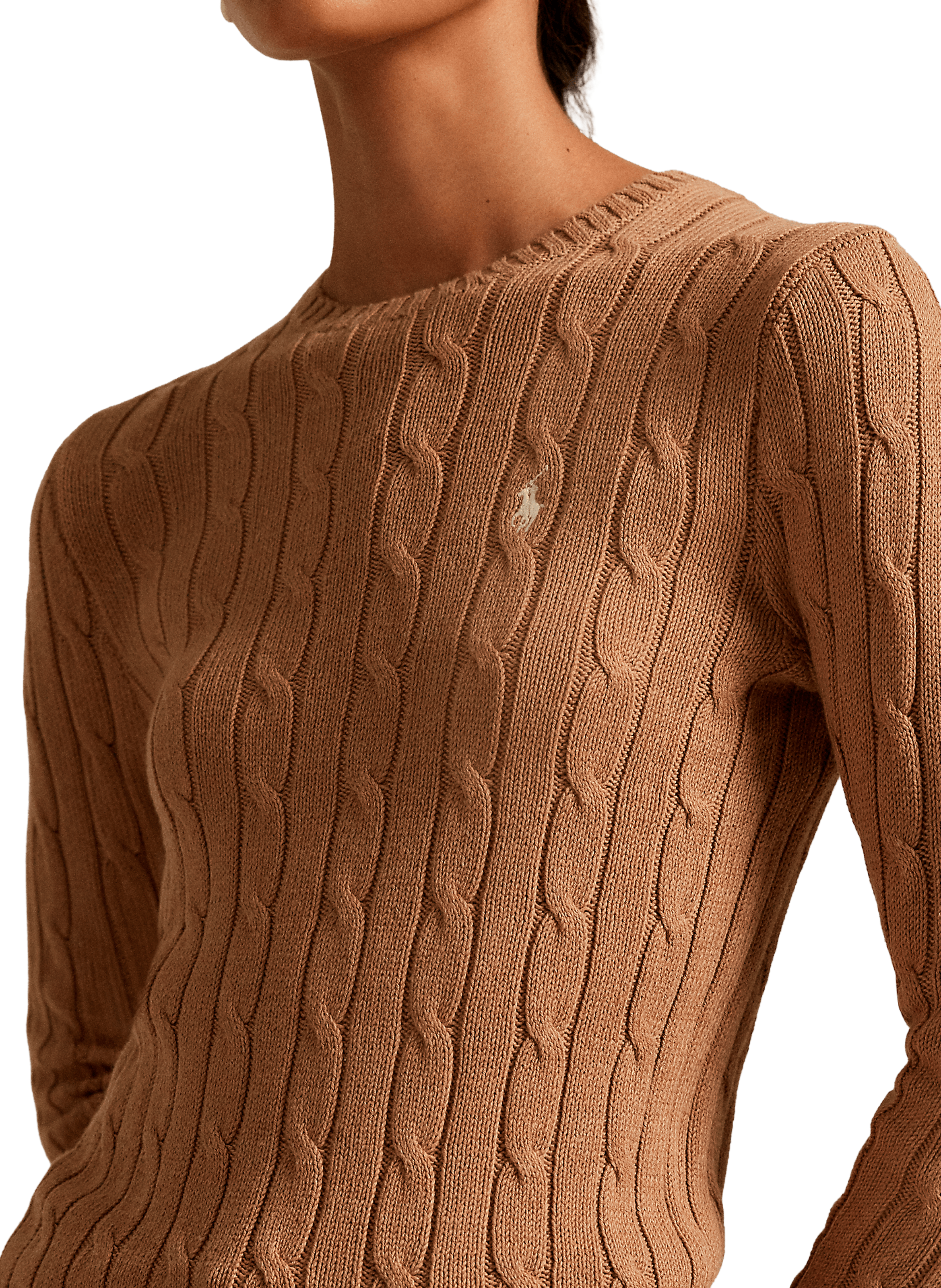 Pull col rond en coton POLO RALPH LAUREN Marron