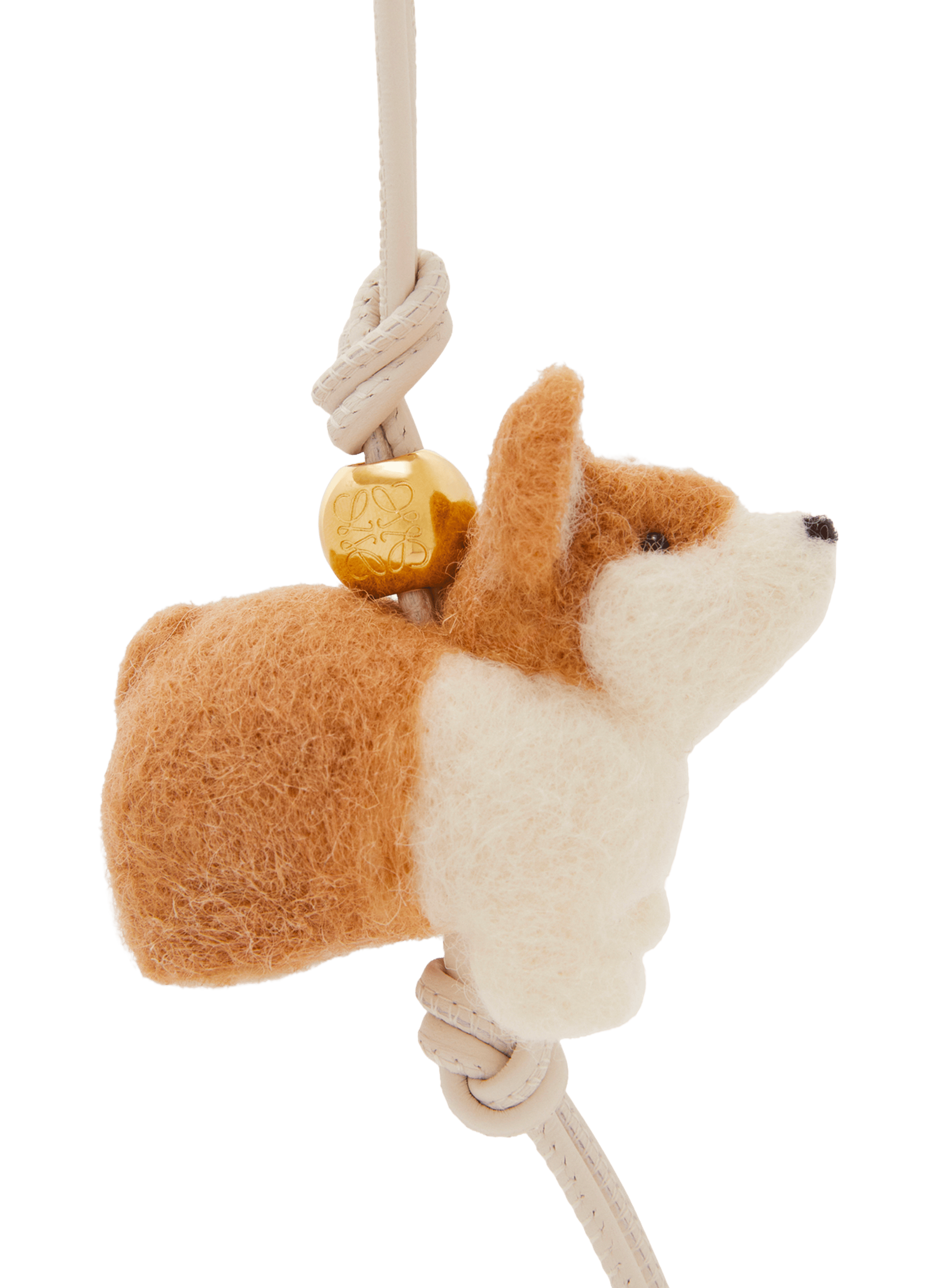 Corgi felt and calfskin bag charm LOEWE Multicolour