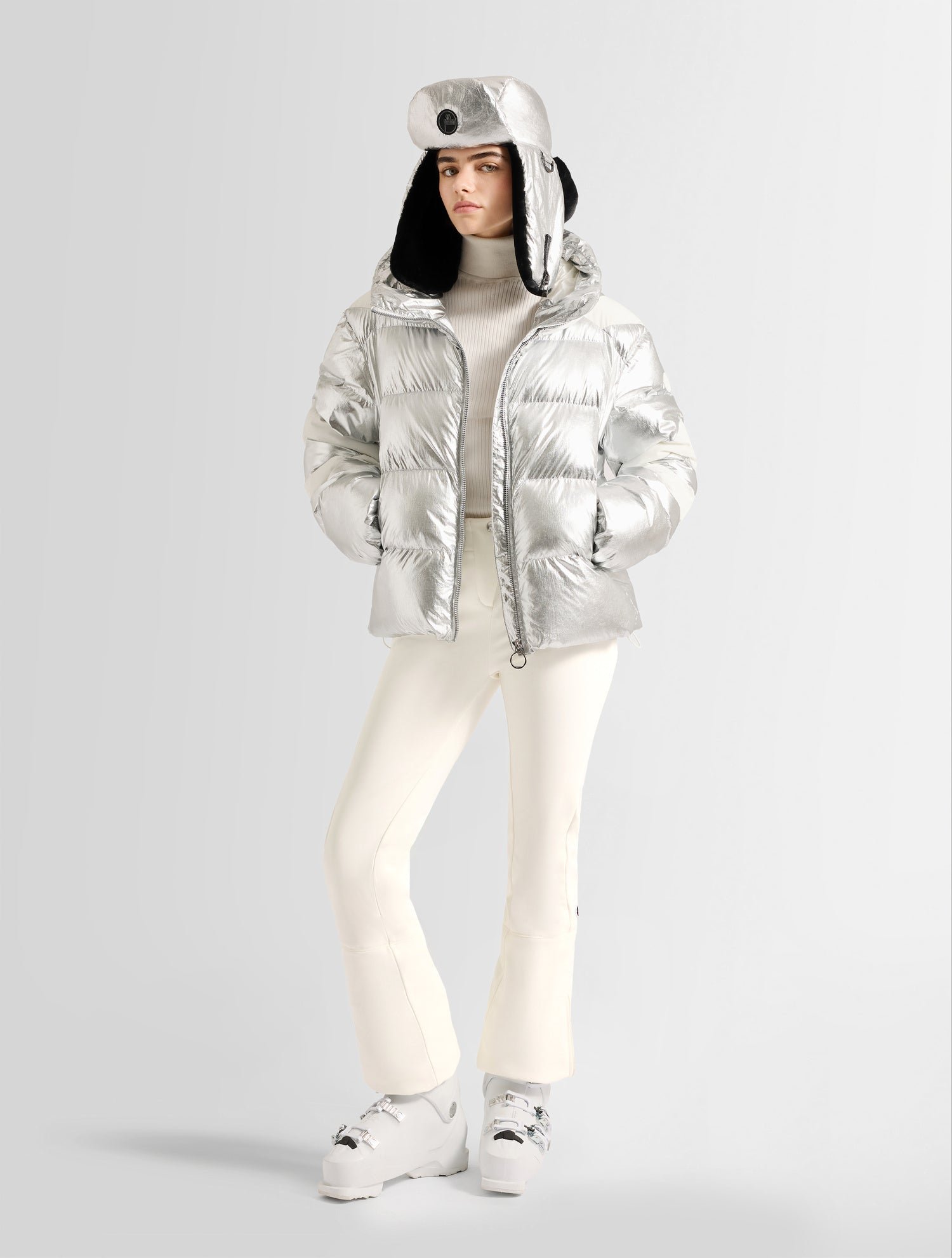 Doudoune charloy metal col capuche FUSALP Argent