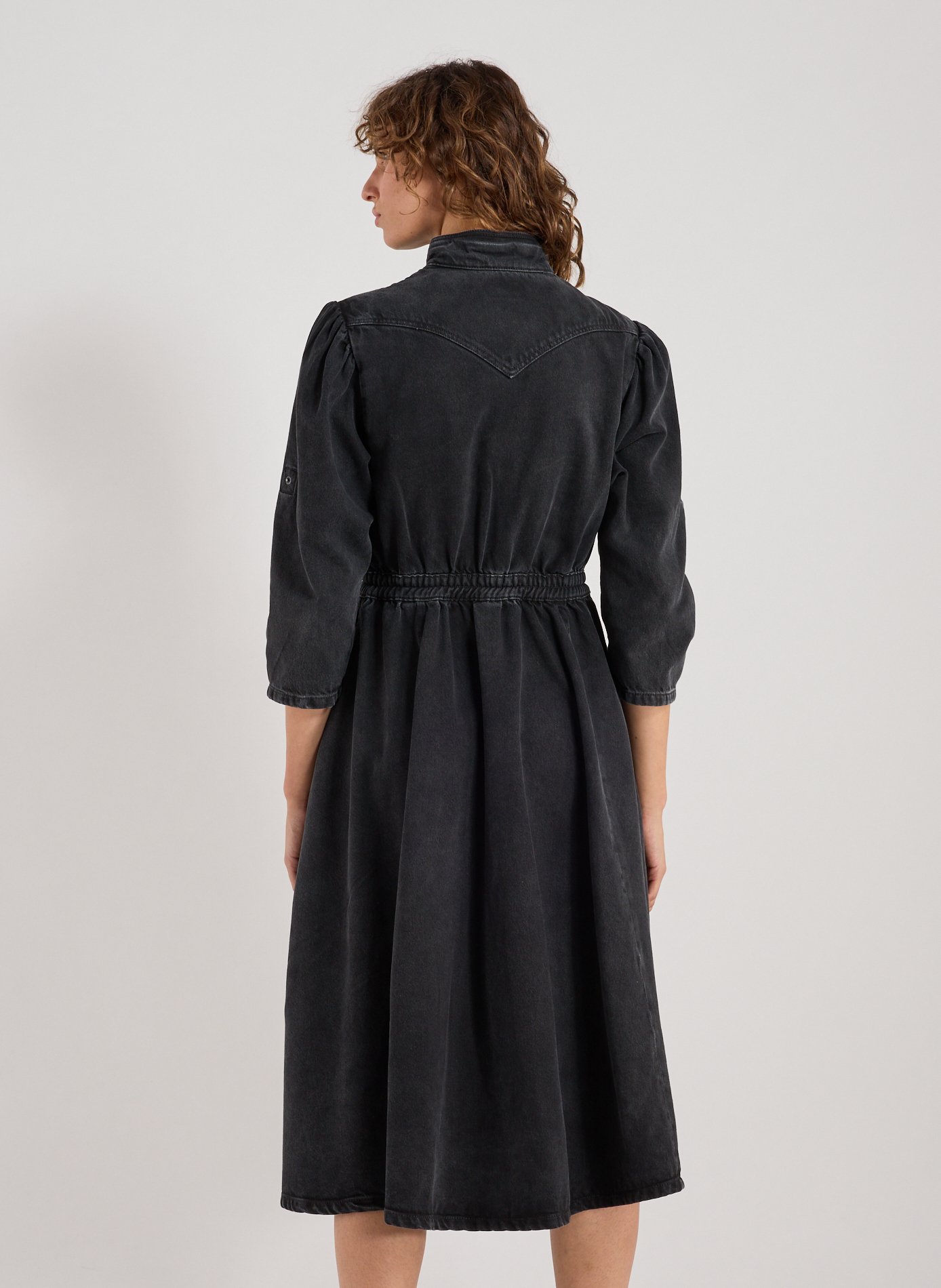 Robe midi Patika en denim de coton mélangé BELLEROSE Noir