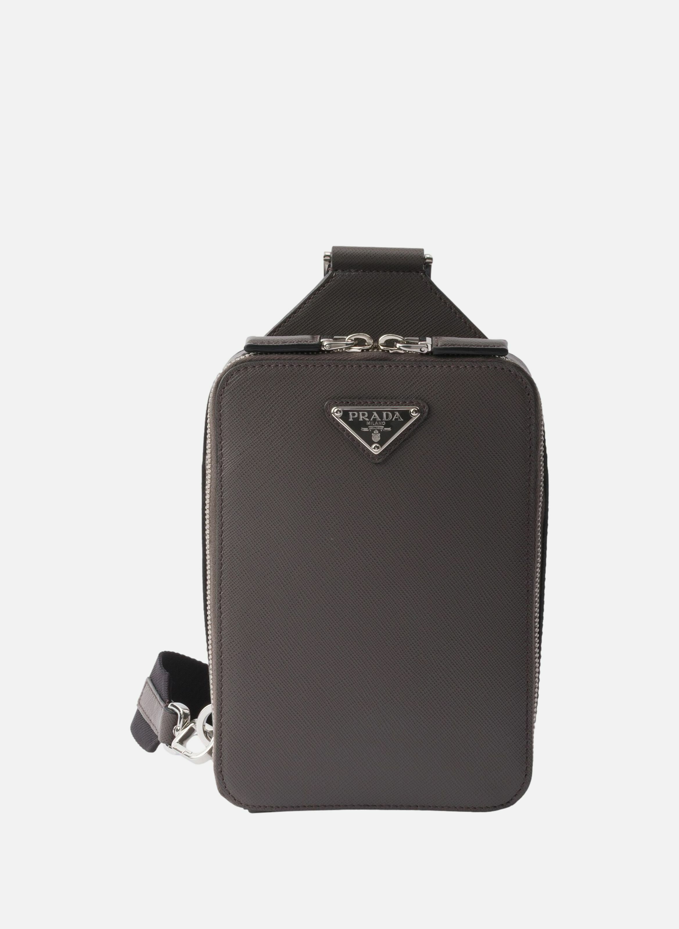 Sac prada brique en cuir saffiano PRADA Gris
