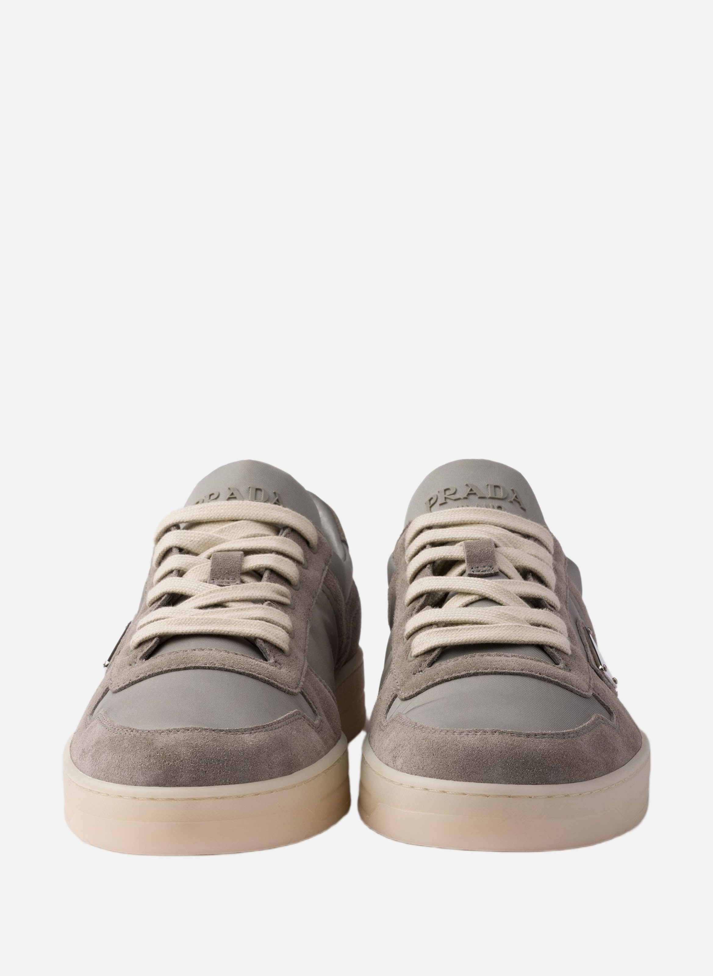 Sneakers downtown en re-nylon et veau velours PRADA Argent