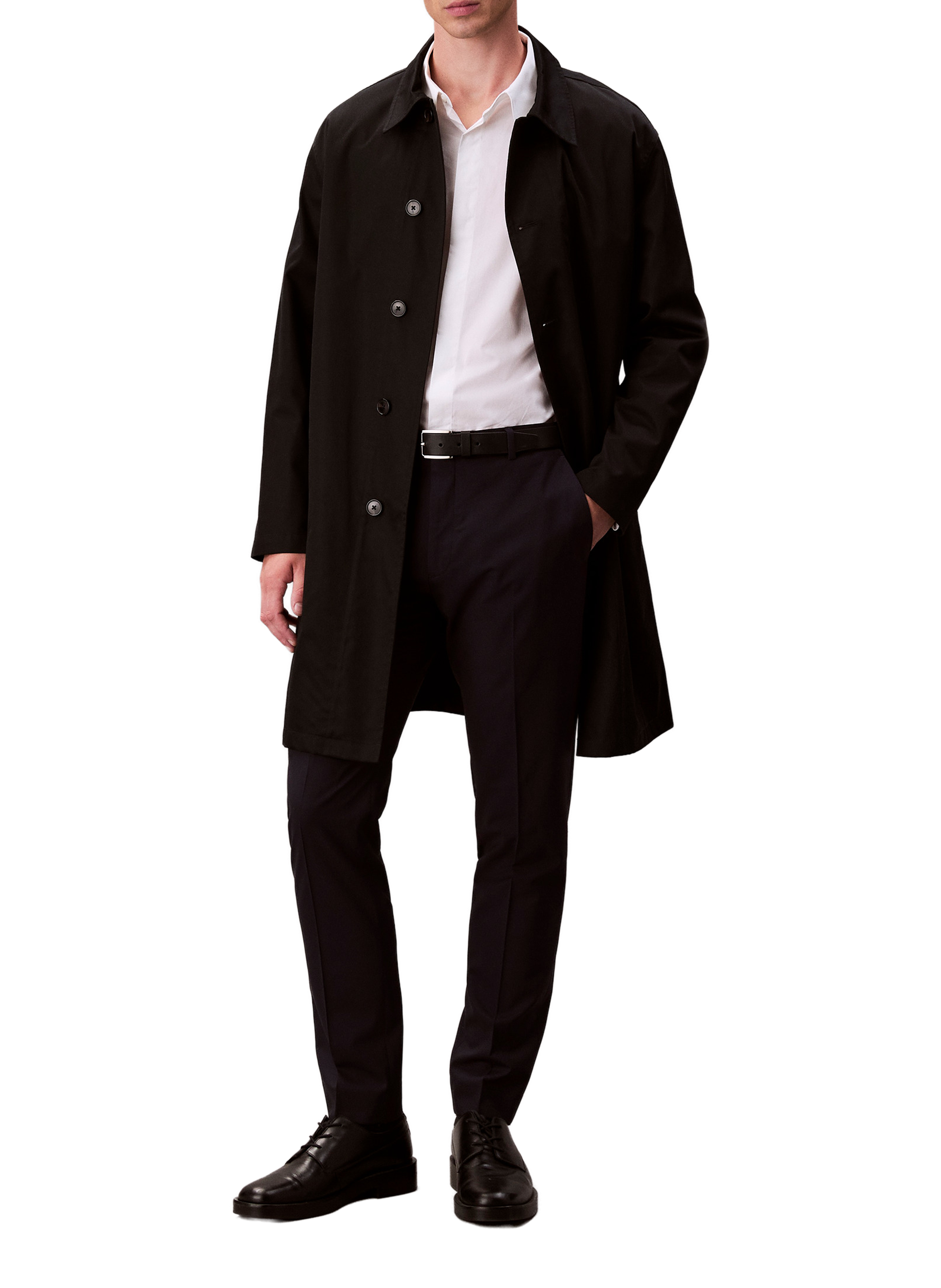 Pantalon droit en laine mélangée CALVIN KLEIN Bleu