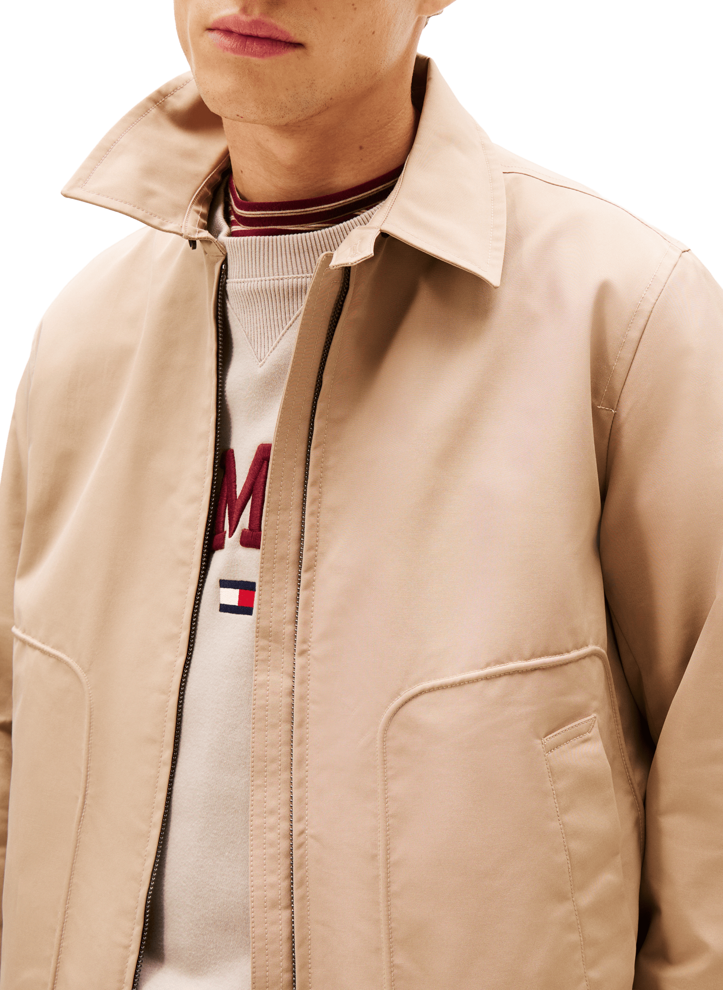 Short Lightweight Zip-Up Jacket TOMMY HILFIGER Beige