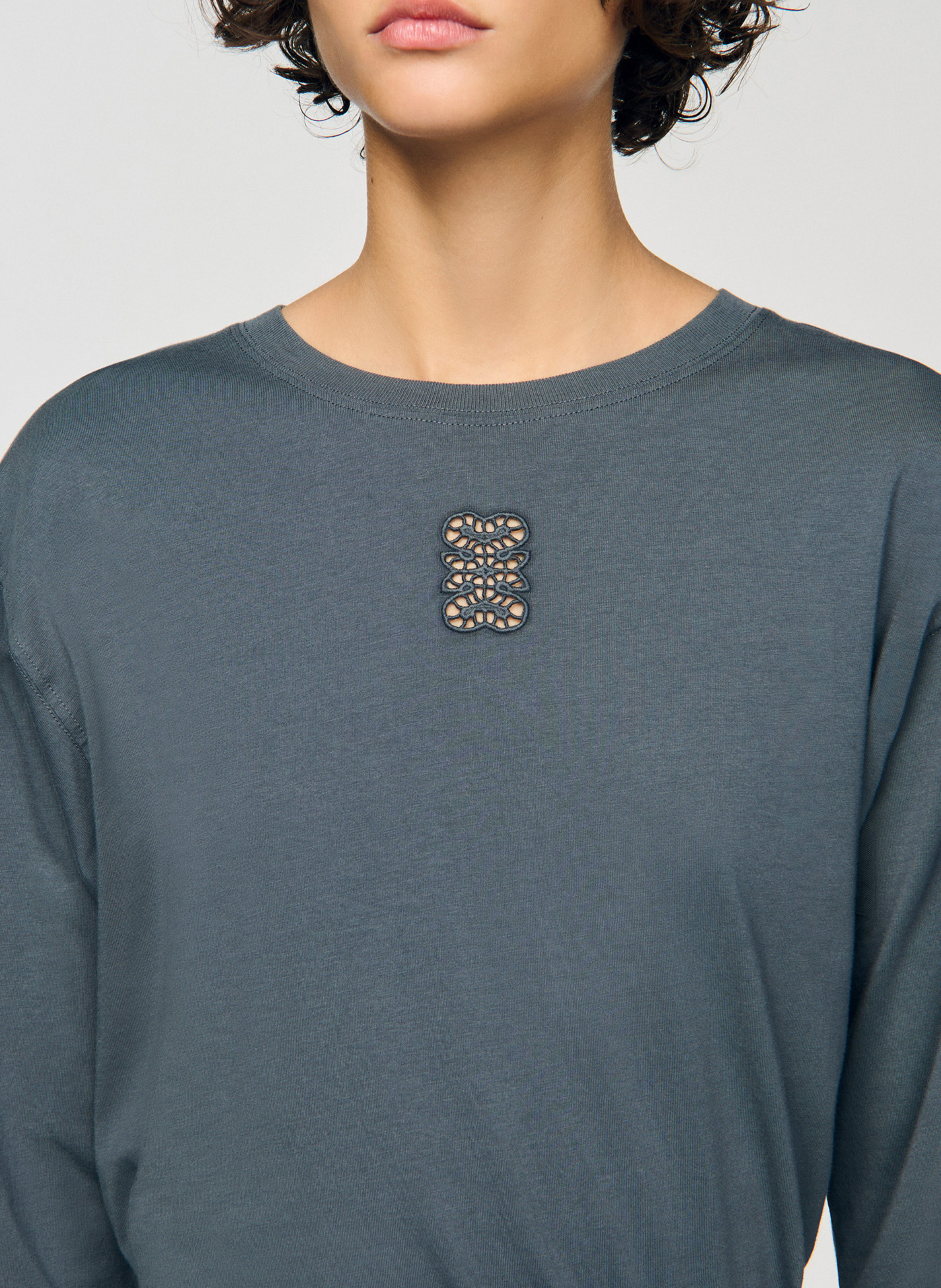 Tee-shirt droit en coton SANDRO Gris