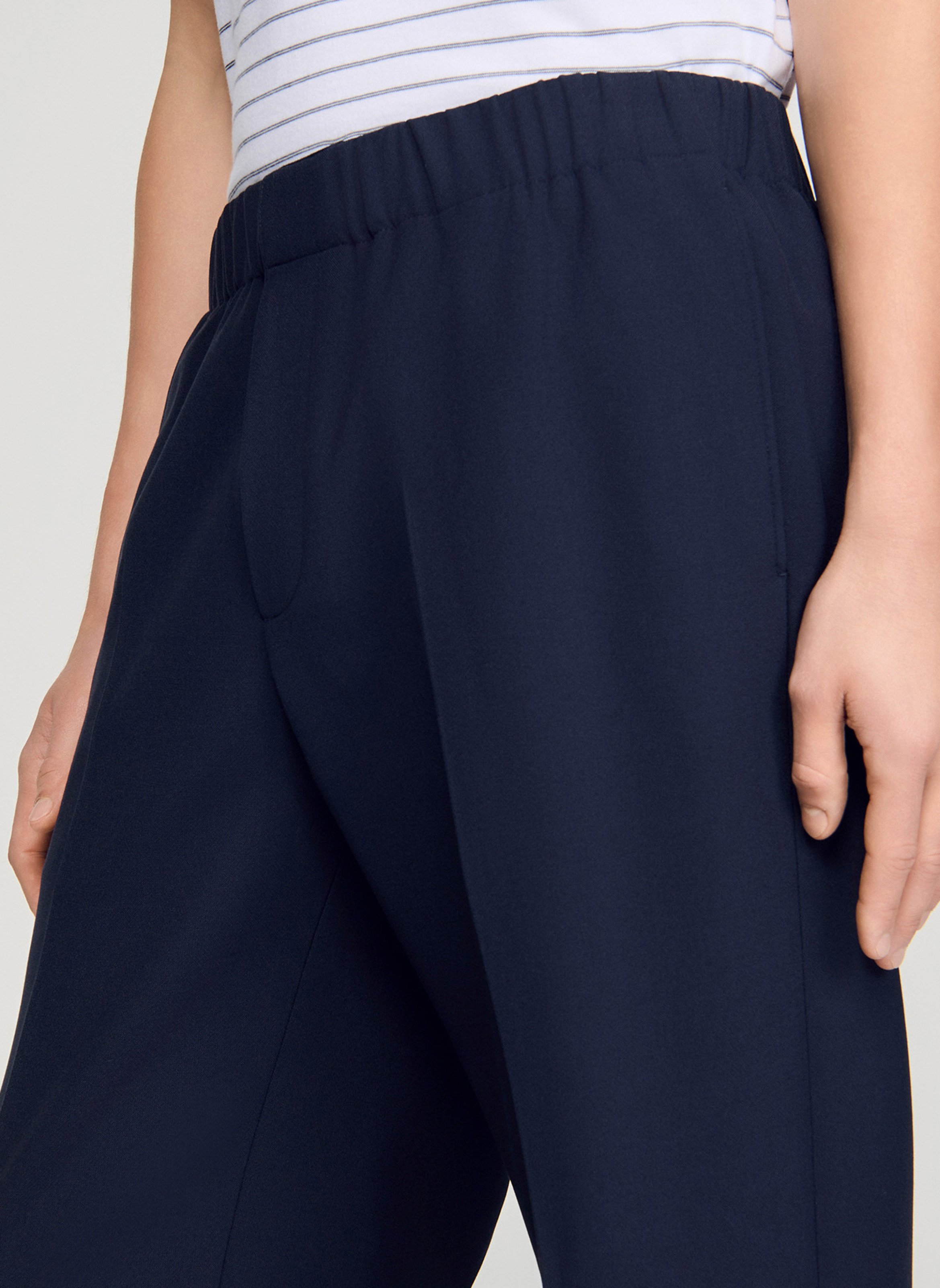 Pantalon large en jersey SANDRO Bleu