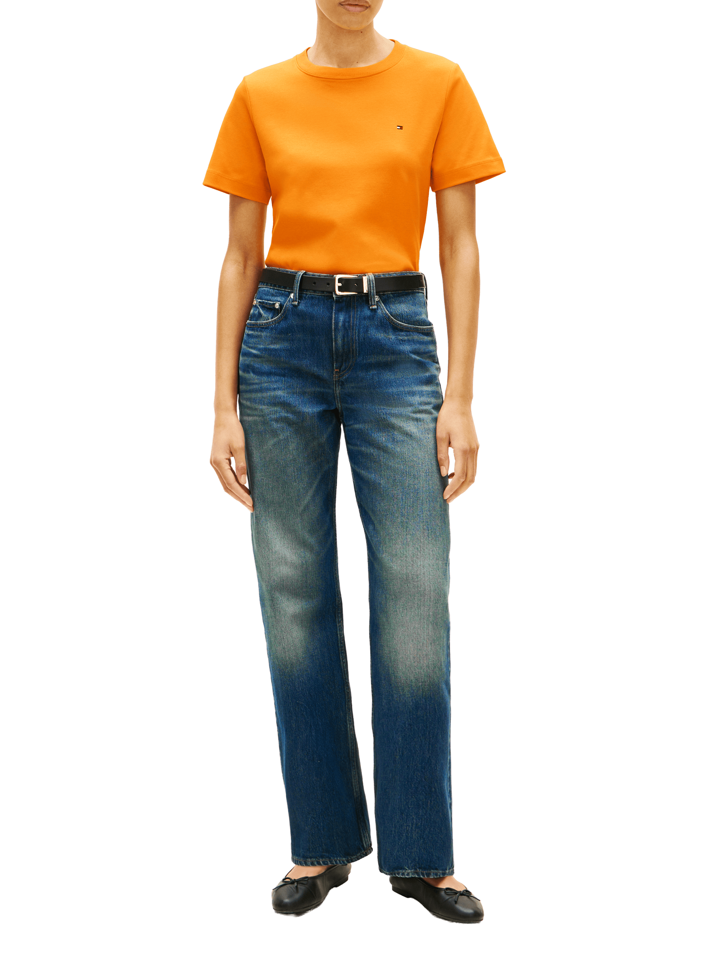 T-shirt uni en coton TOMMY HILFIGER Orange