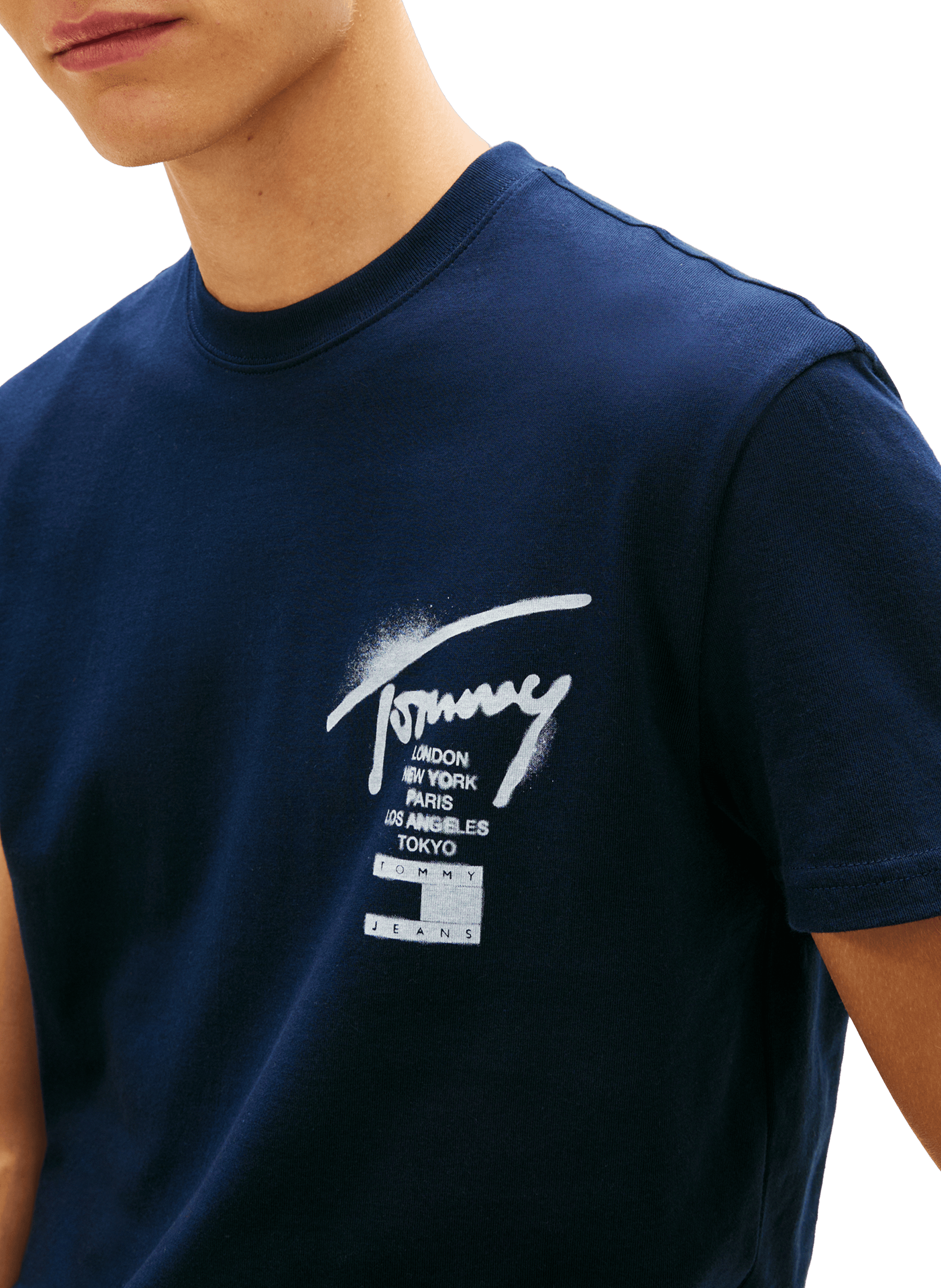 T-shirt imprimé en coton TOMMY HILFIGER Bleu