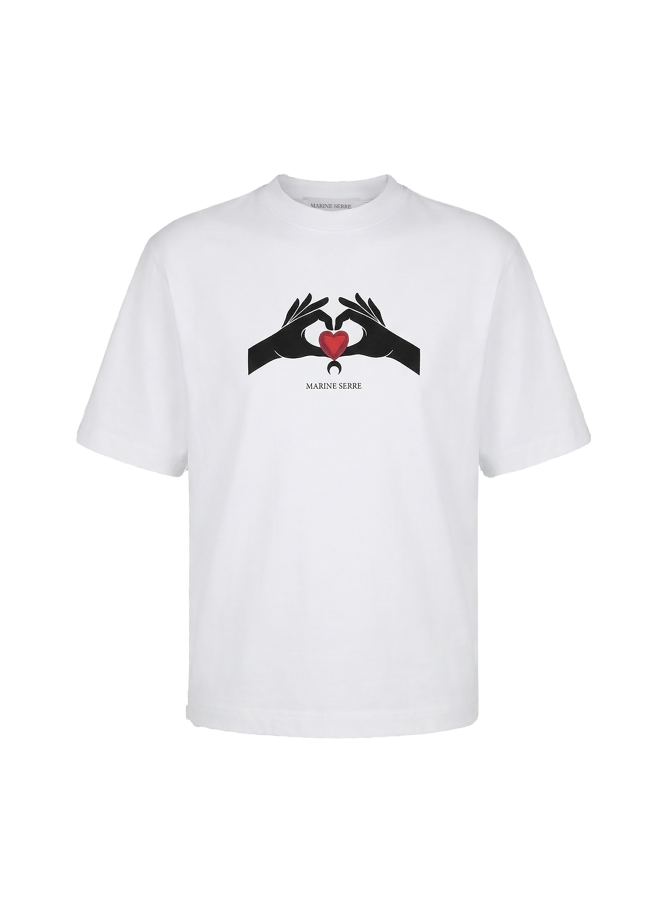 Moon heart crewneck t-shirt organic cotton unisex MARINE SERRE White