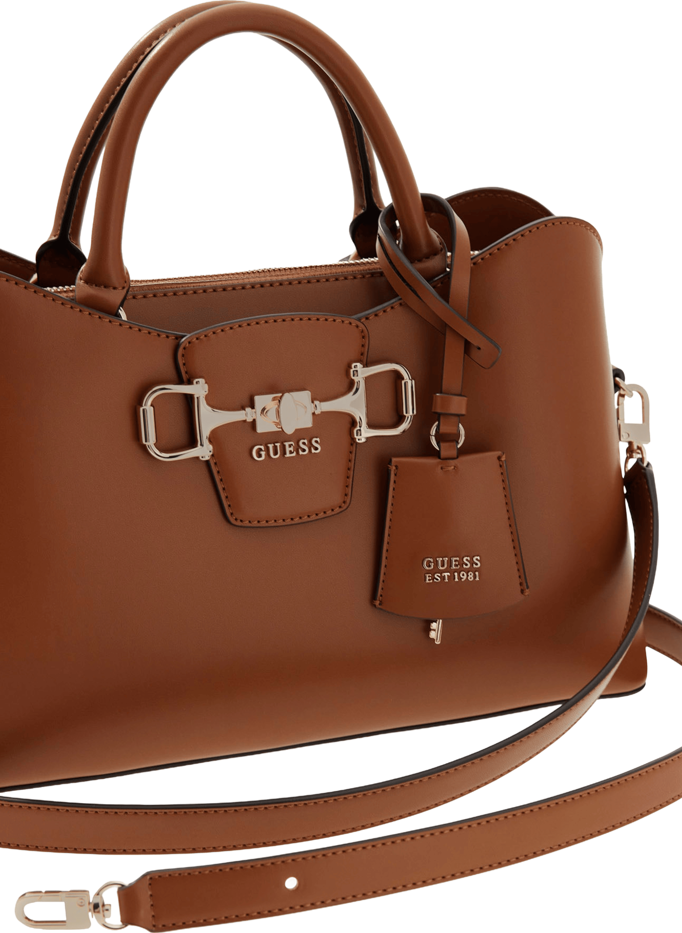Borsa a mano con tracolla removibile GUESS Marrone