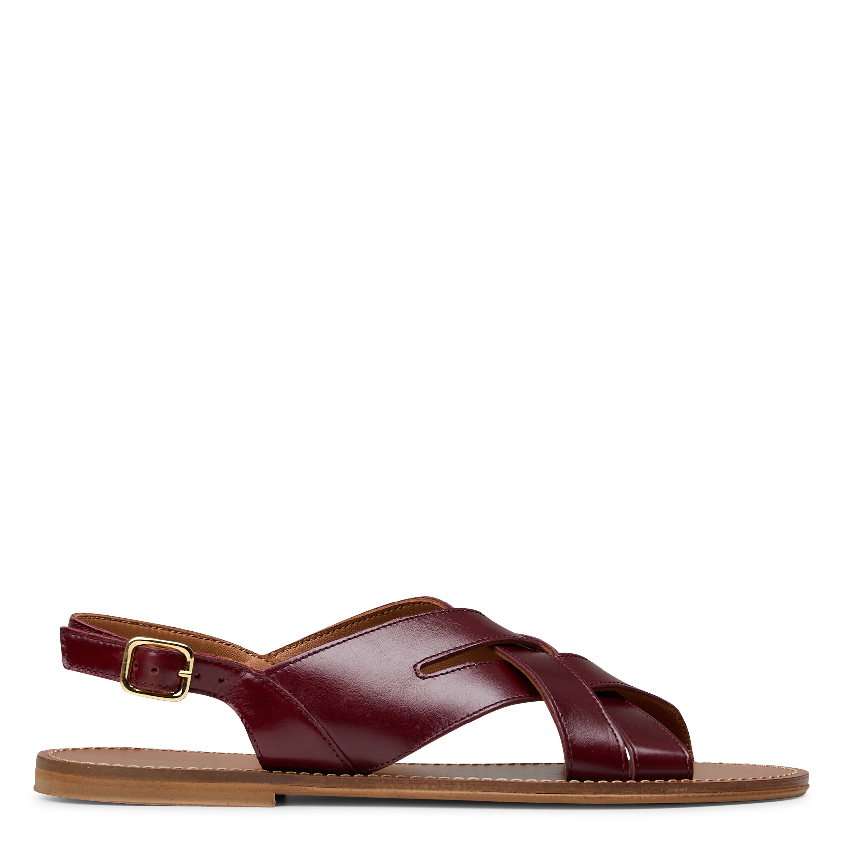 Sandales plates à brides croisées en cuir soan MAISON 123 Rouge