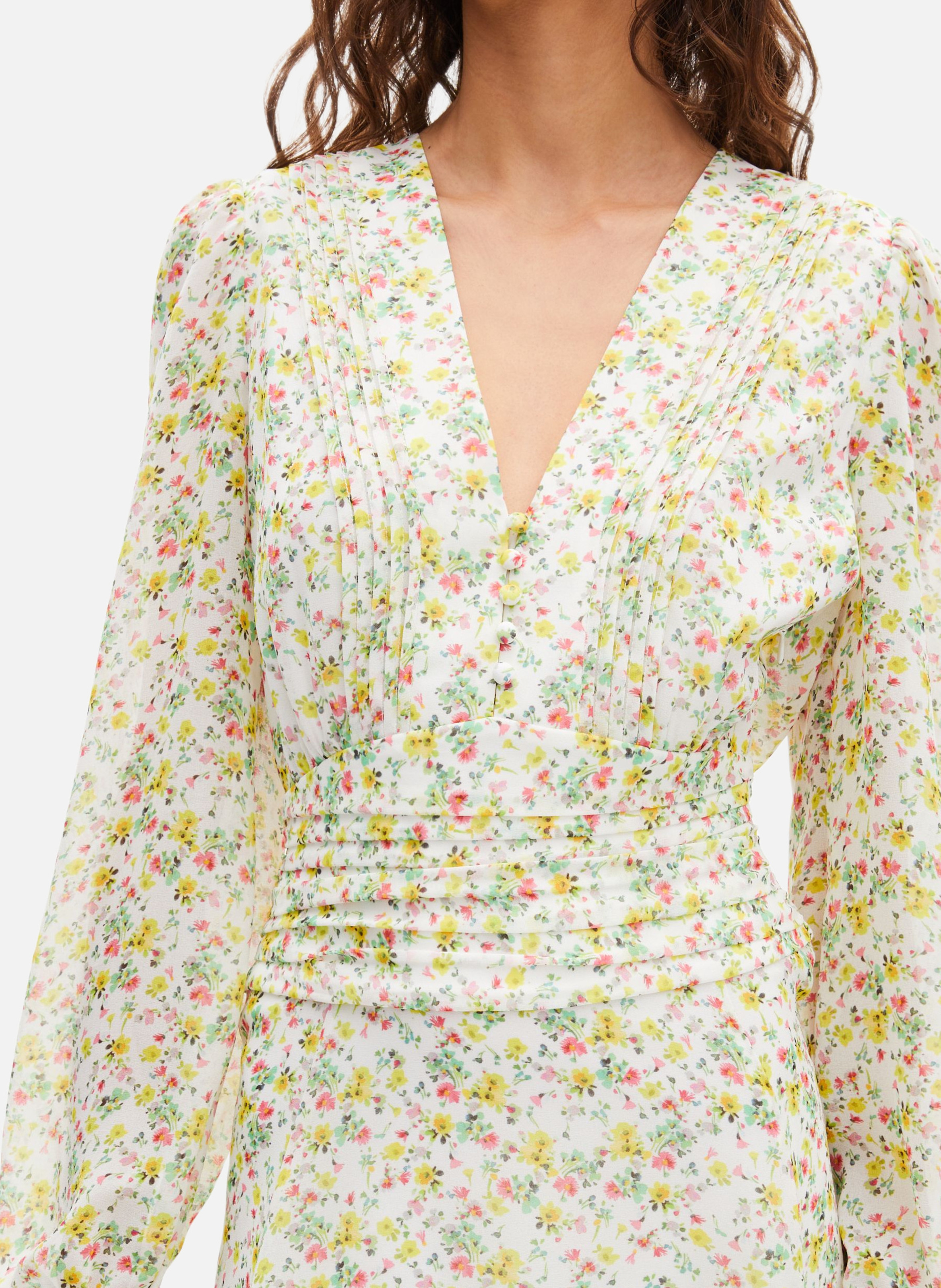 Robe courte plissée imprimé fleuri THE KOOPLES Blanc