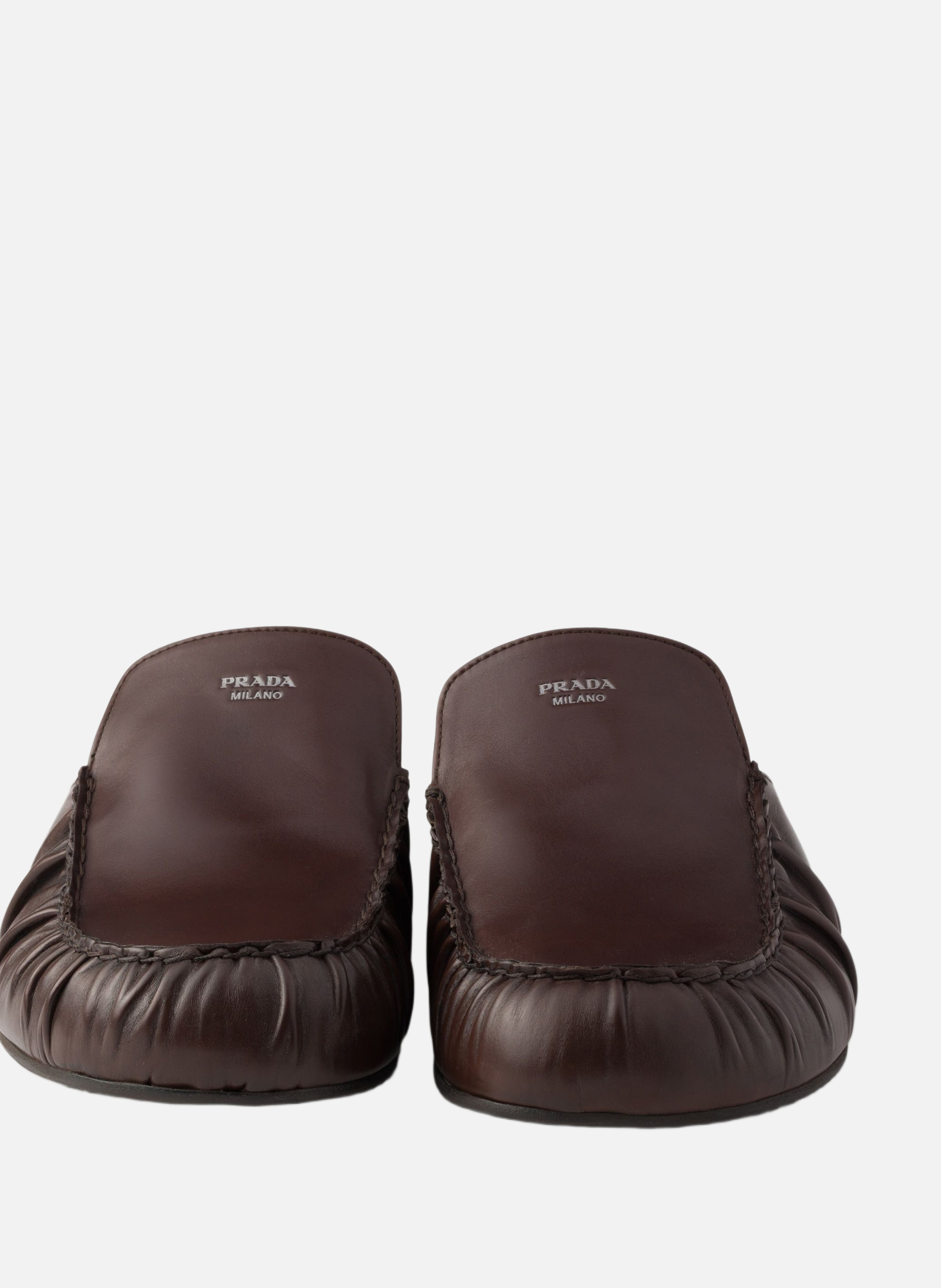 Mules en cuir PRADA Marron