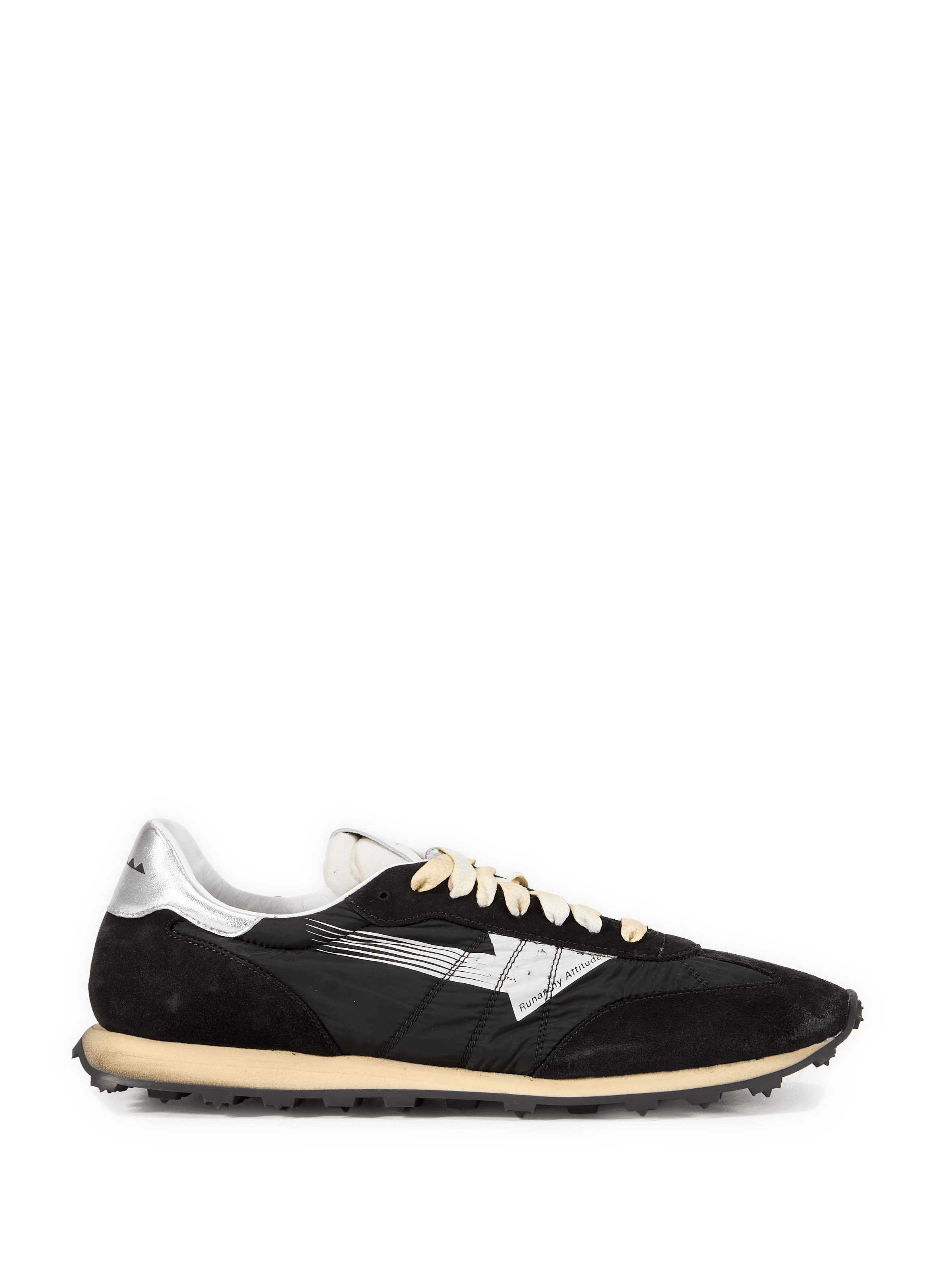 Quilted mixed leather sneakers RUN OF Black