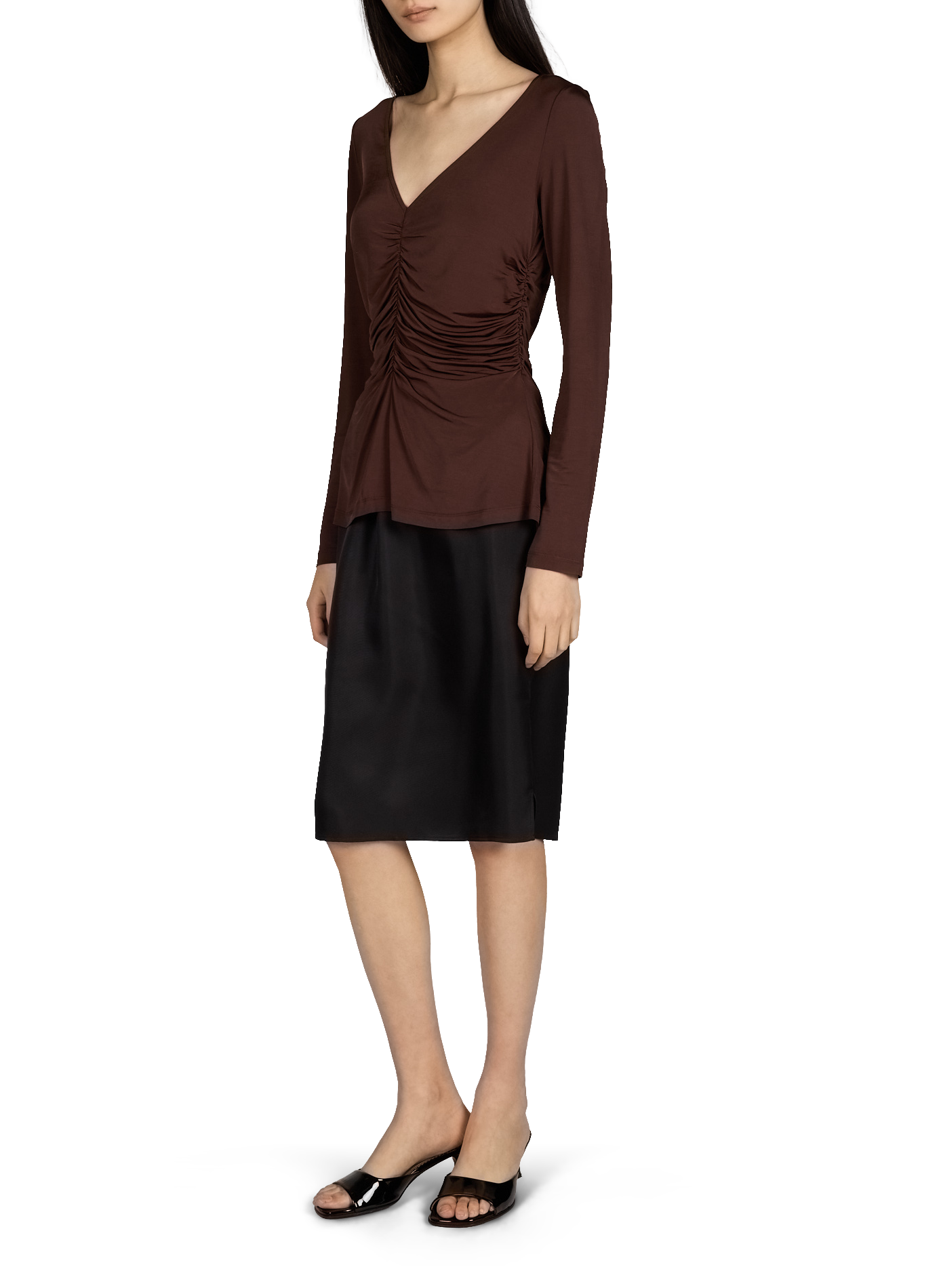 Top drapé à manches longues BAUM UND PFERDGARTEN Marron