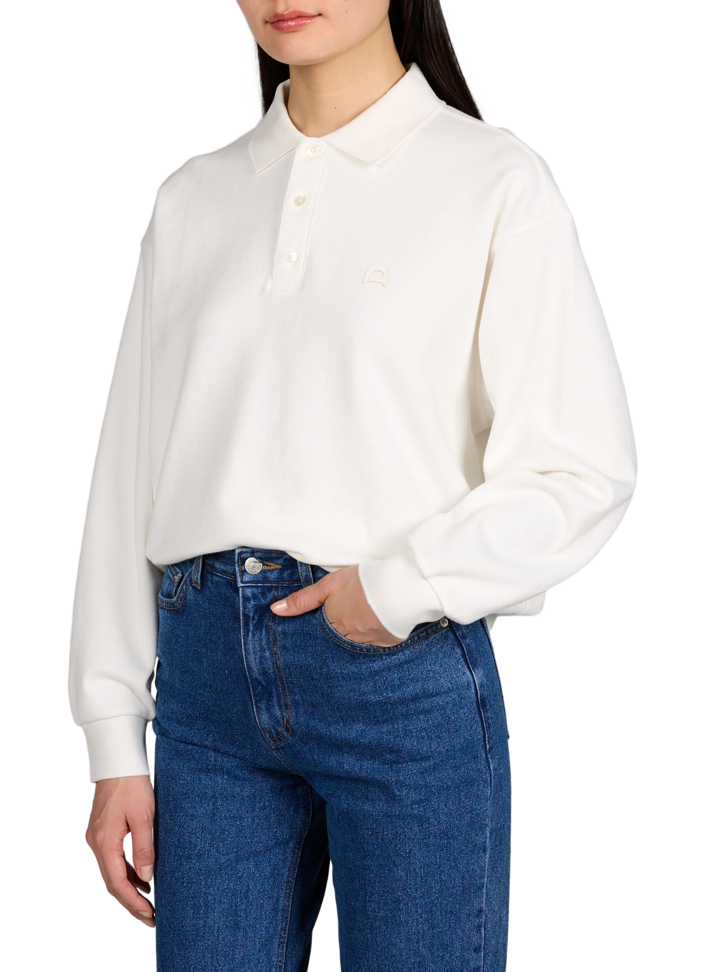 Polo ample uni manches longues DUNST Blanc