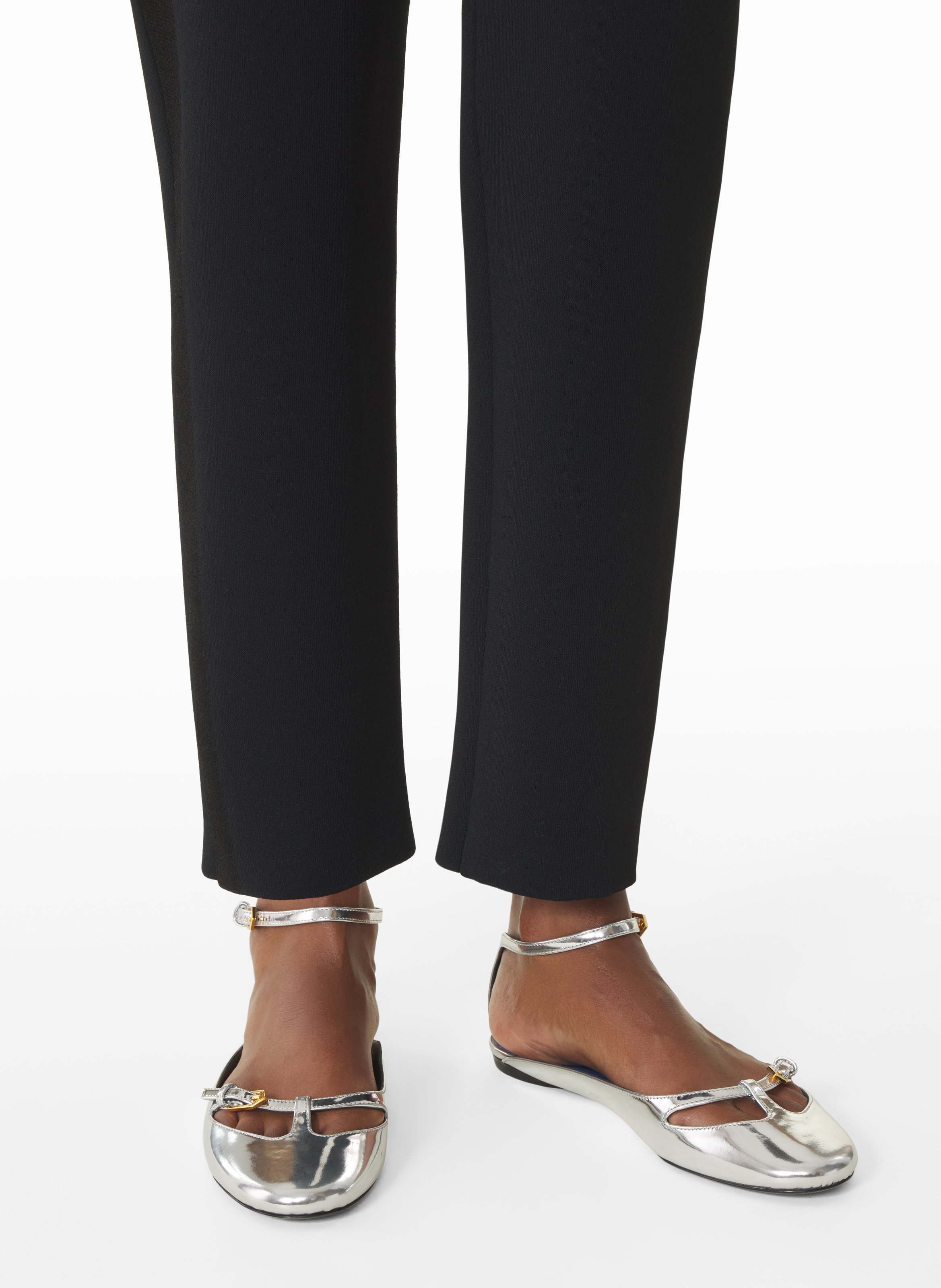 La ballerine anklet en cuir métallique LANVIN Argent