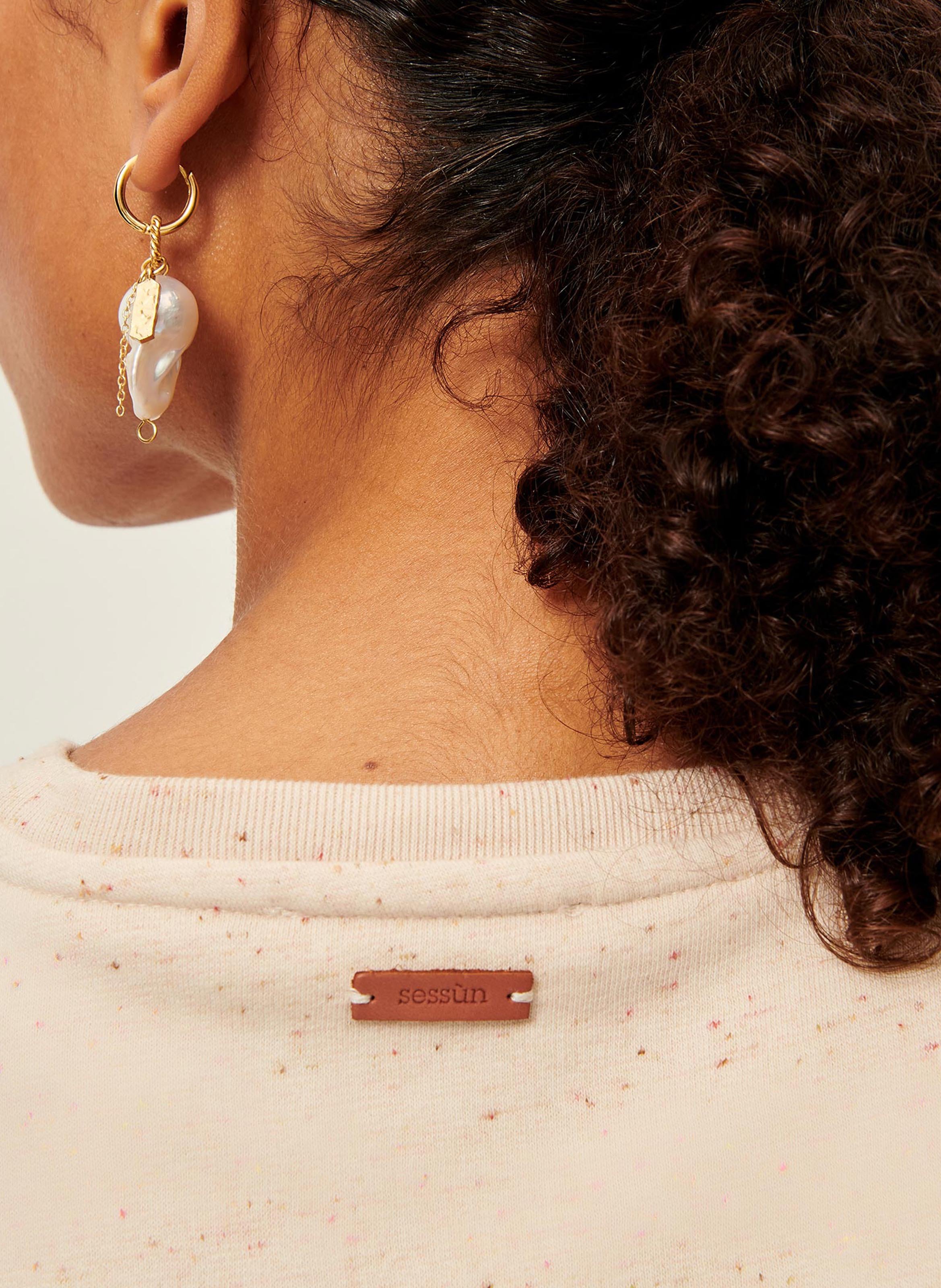 Sweat col rond oversize en coton mélangé chebbi SESSUN Beige